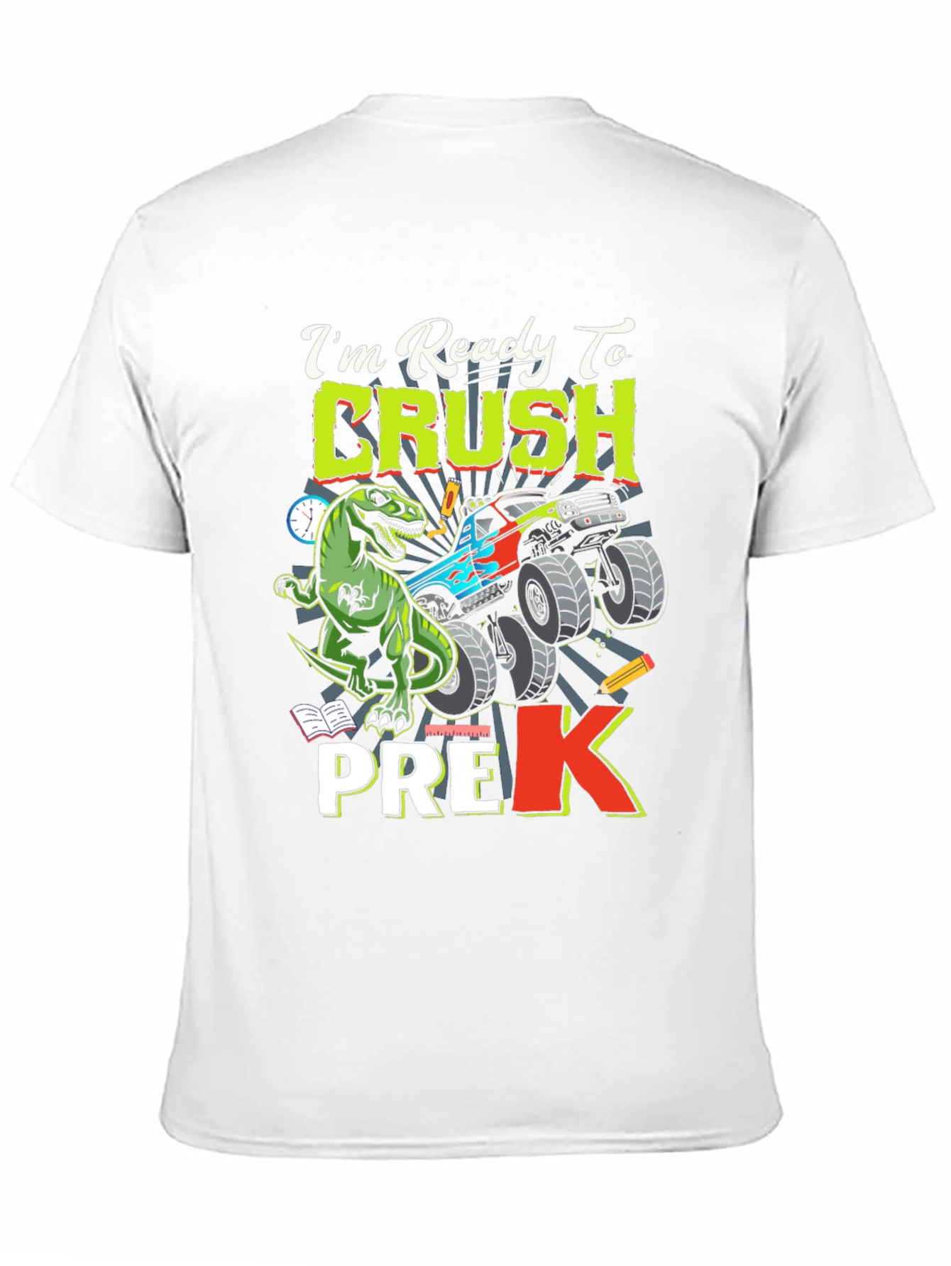 Ready to Crush Pre-K T-Shirt Dinosaur Monster Truck