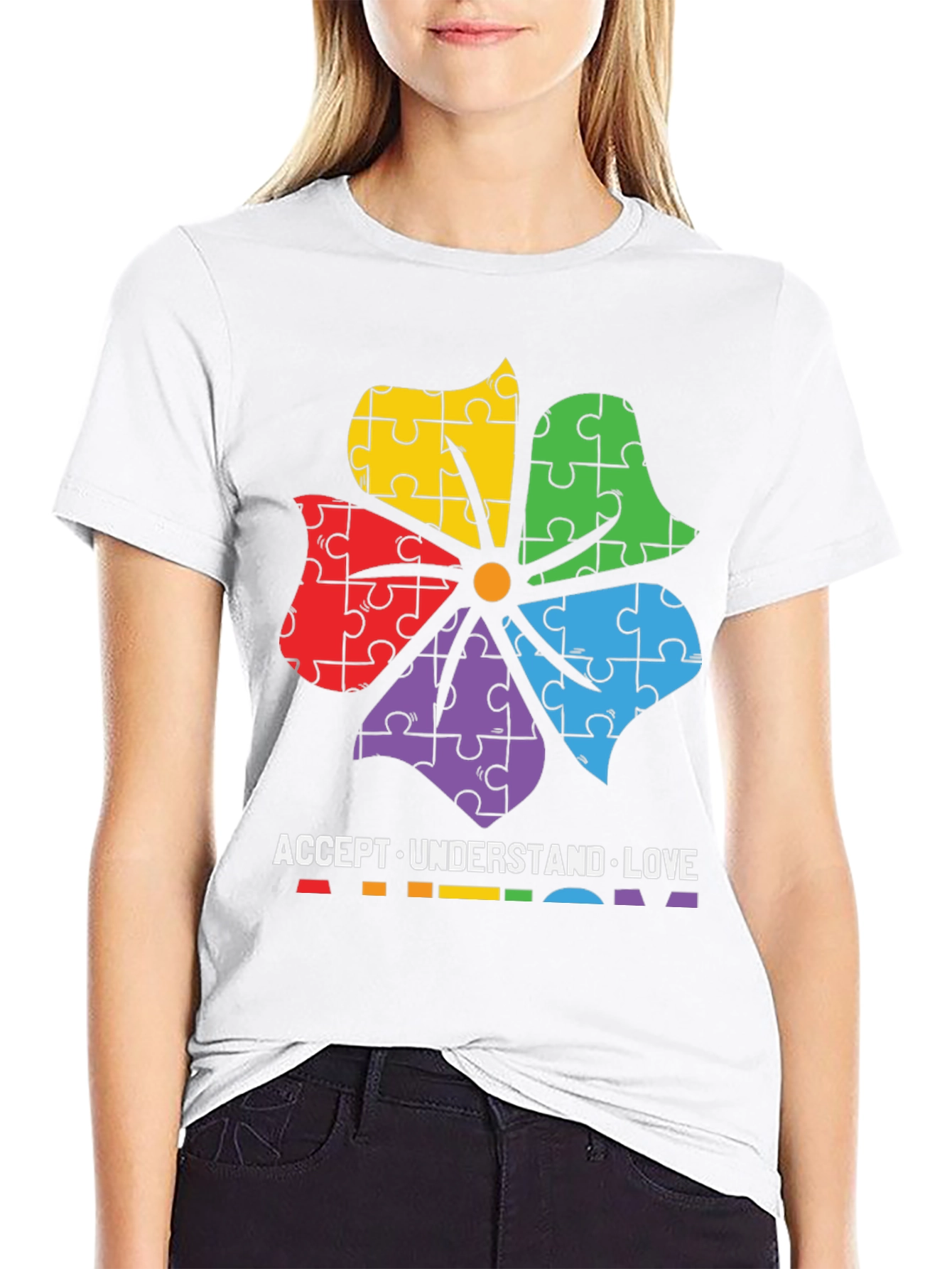 Autism Awareness Puzzle Flower T-Shirt