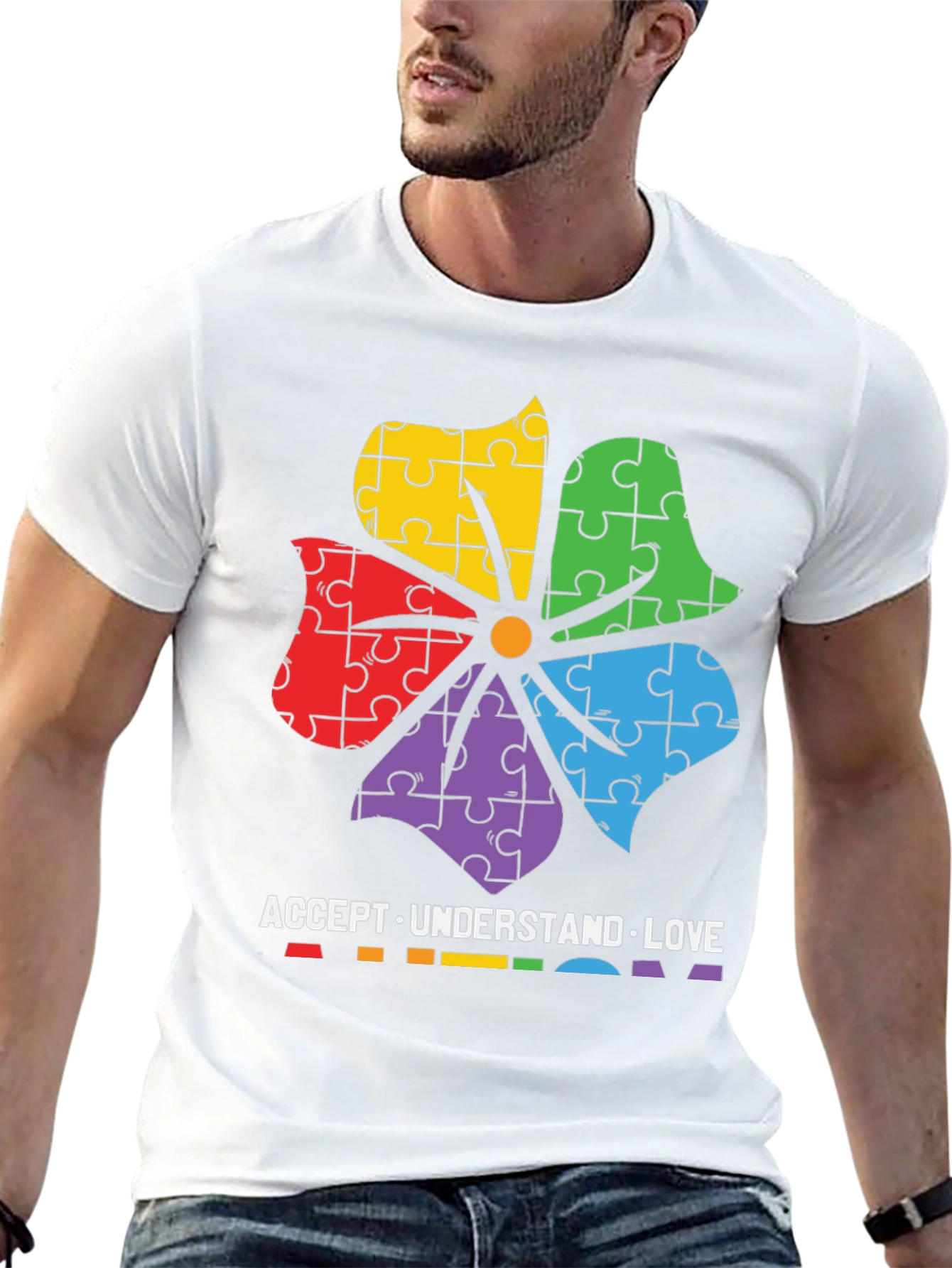 Autism Awareness Puzzle Flower T-Shirt