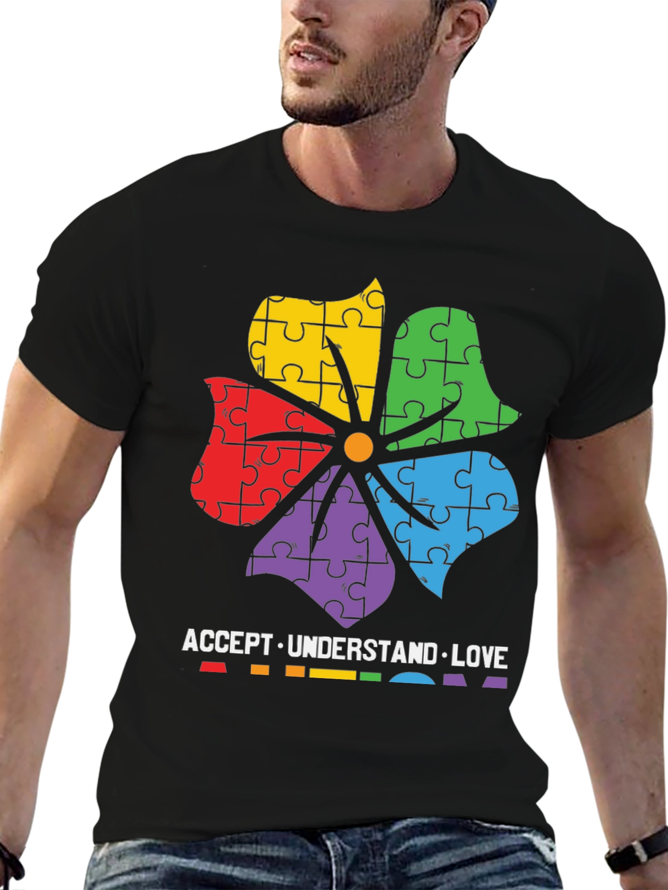 Autism Awareness Puzzle Flower T-Shirt