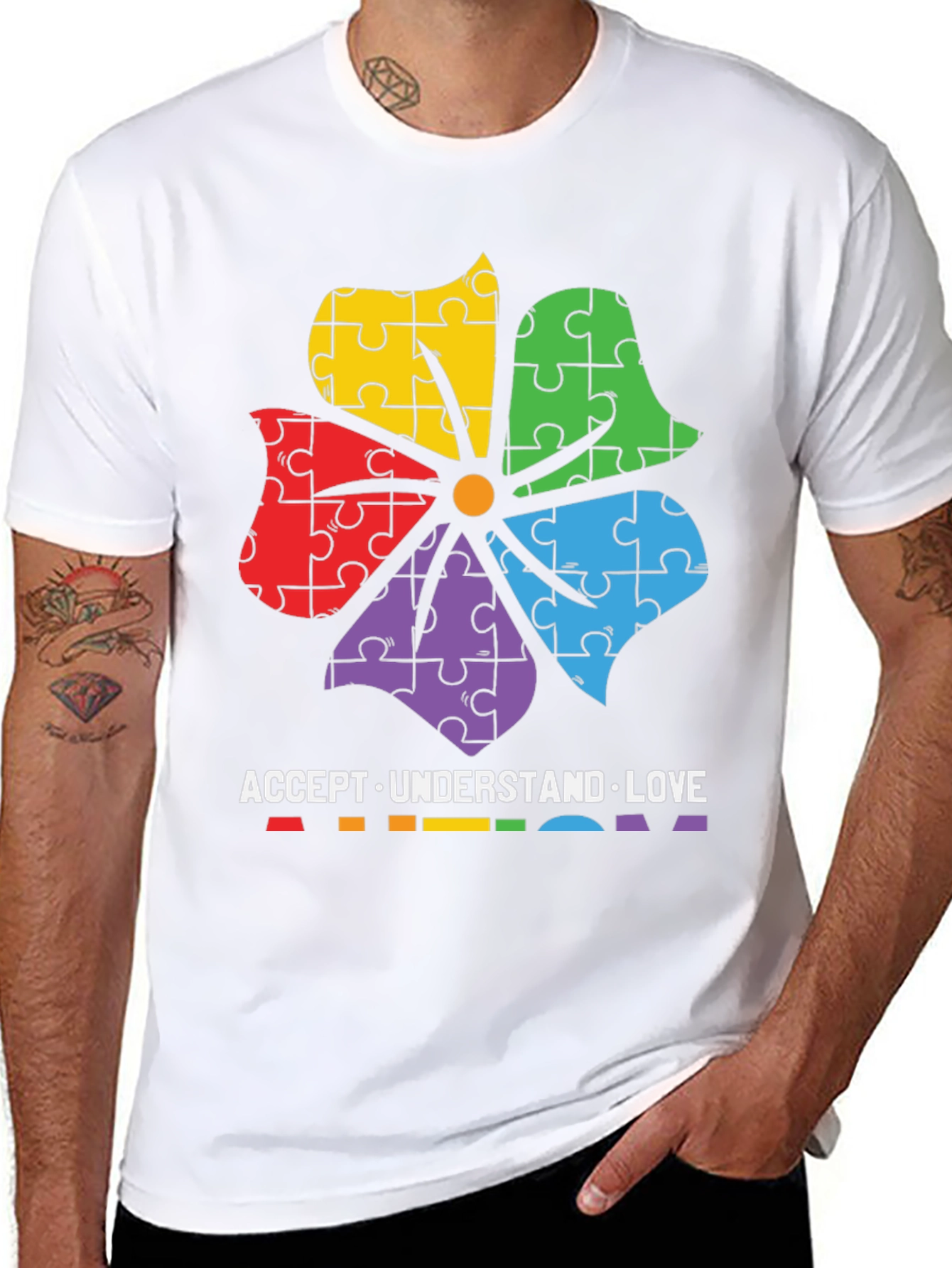 Autism Awareness Puzzle Flower T-Shirt