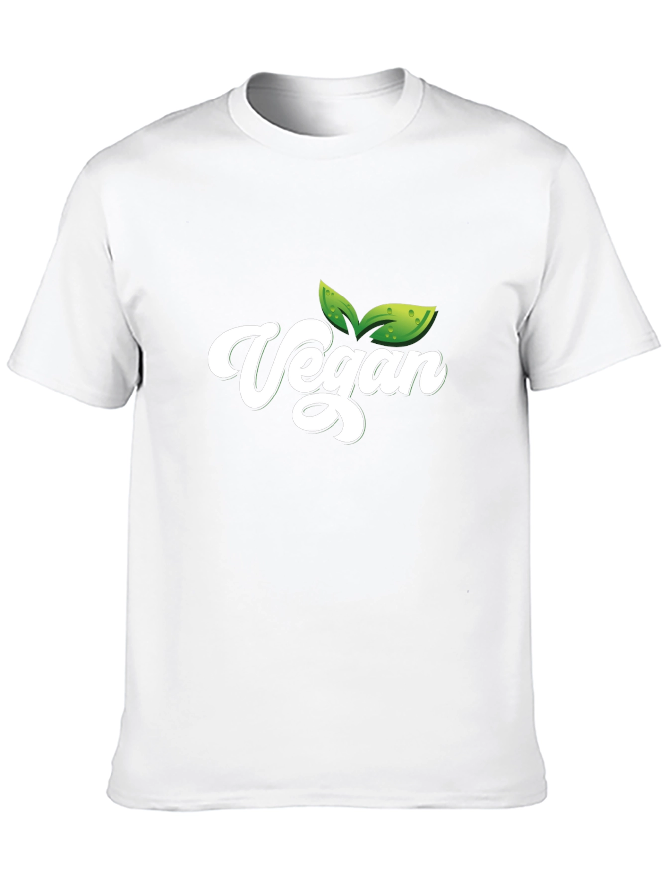 Vegan T-Shirt - Black Cotton Tee with Leaf Graphic
