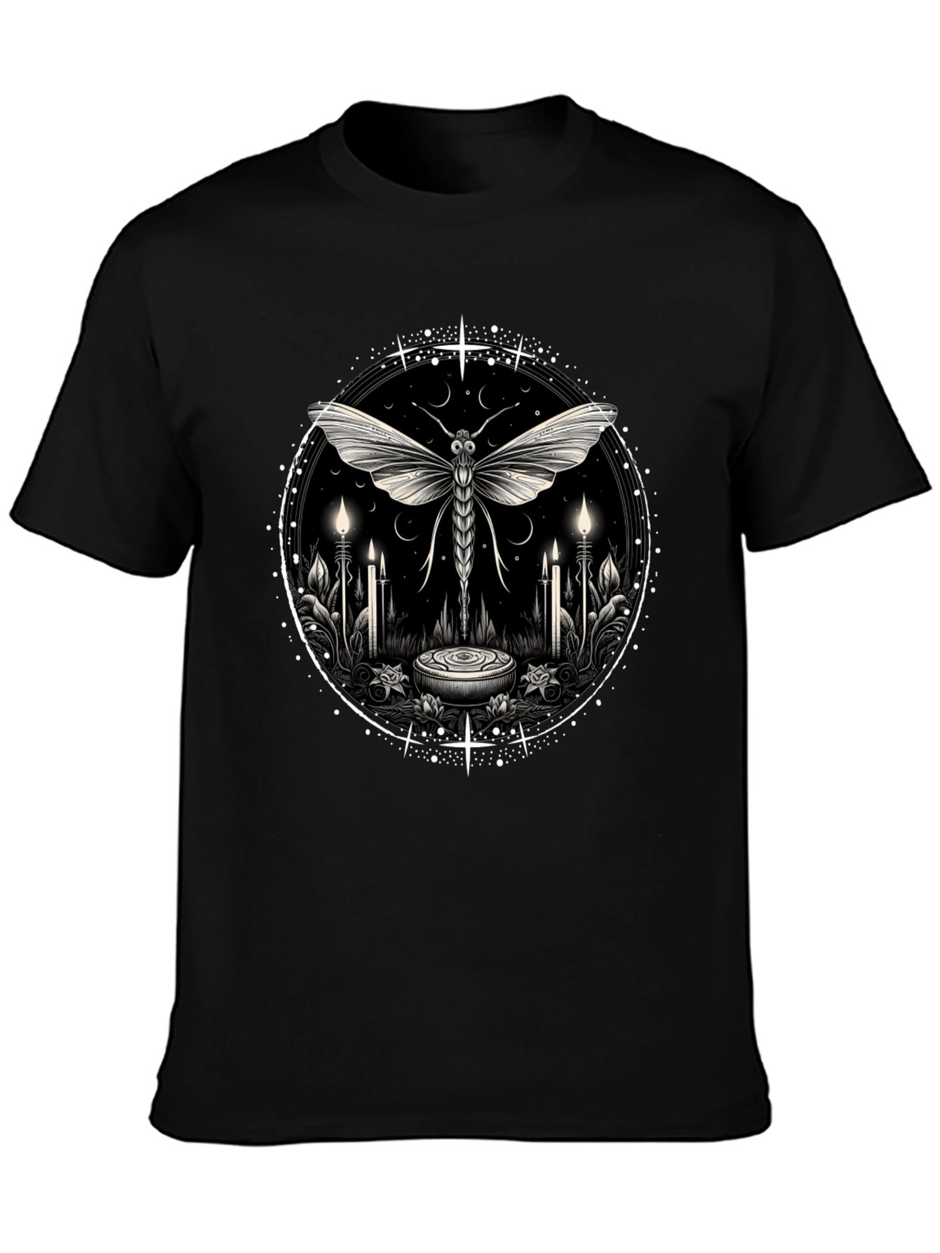 Mystic Moth Graphic Tee - Black Cotton Shirt