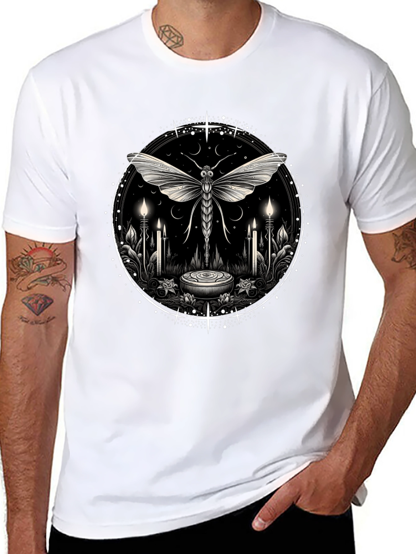 Mystic Moth Graphic Tee - Black Cotton Shirt