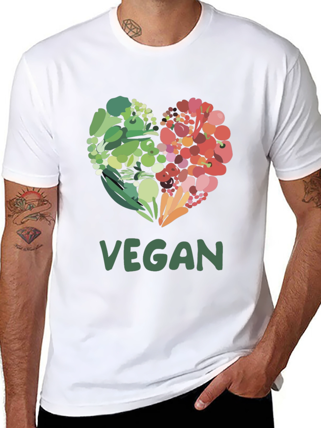 Vegan Heart Graphic T-Shirt - Plant Based Lifestyle Tee