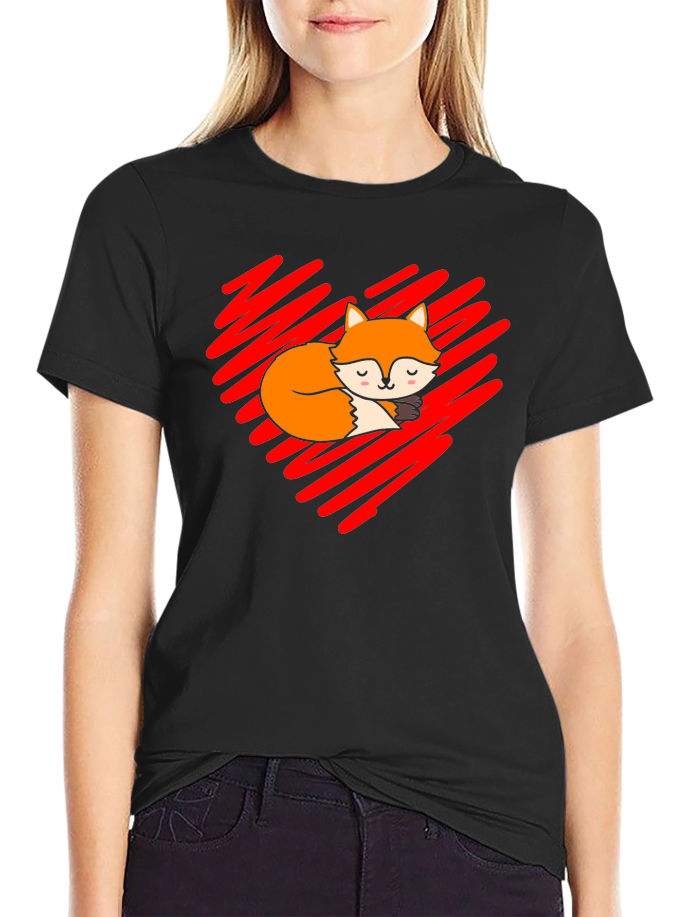 Cute Fox Heart T-Shirt - Soft Cotton Blend