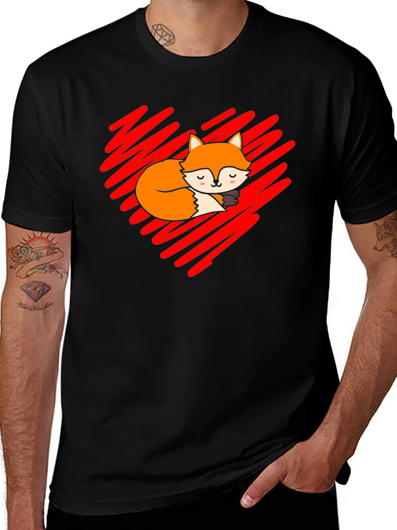 Cute Fox Heart T-Shirt - Soft Cotton Blend