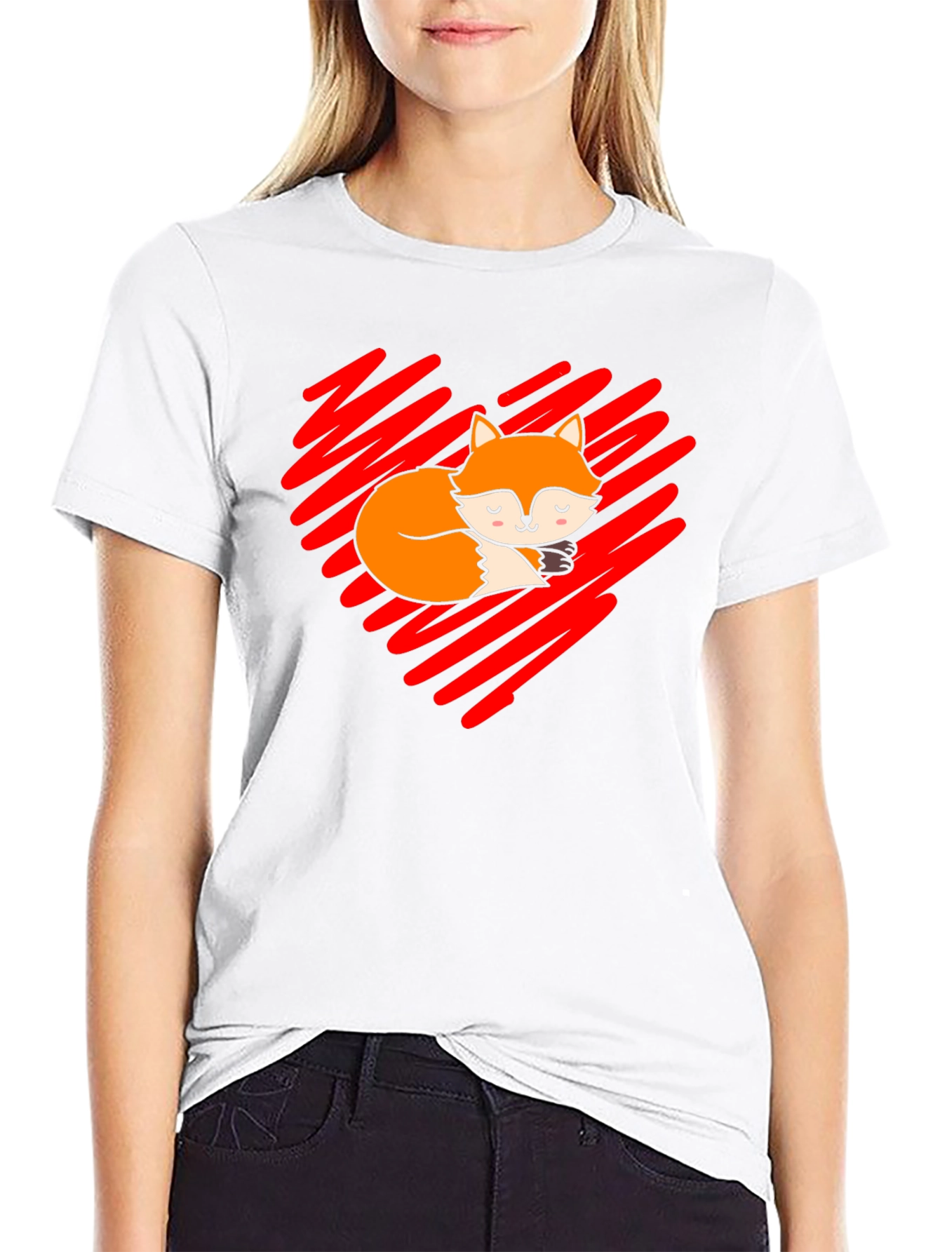 Cute Fox Heart T-Shirt - Soft Cotton Blend
