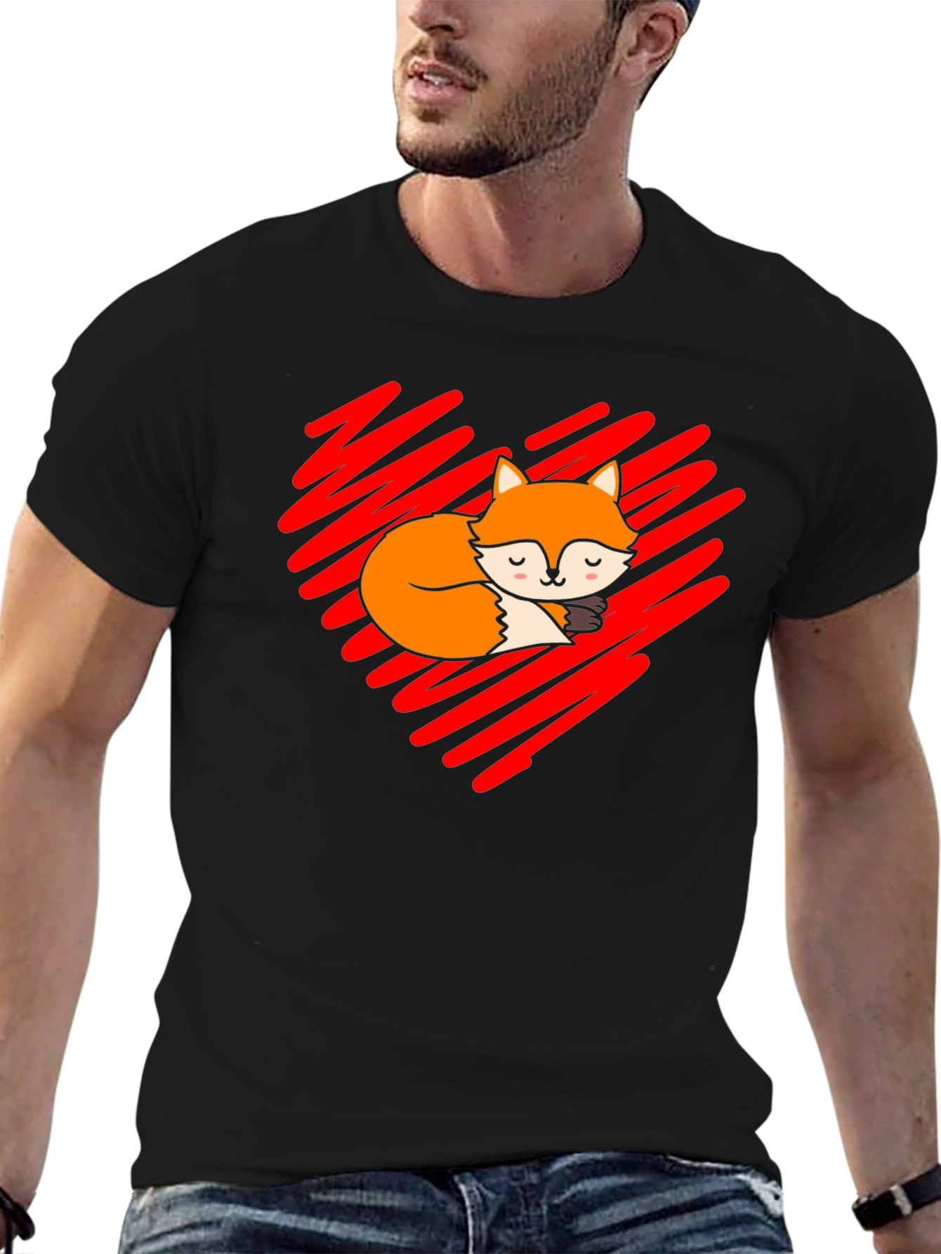Cute Fox Heart T-Shirt - Soft Cotton Blend