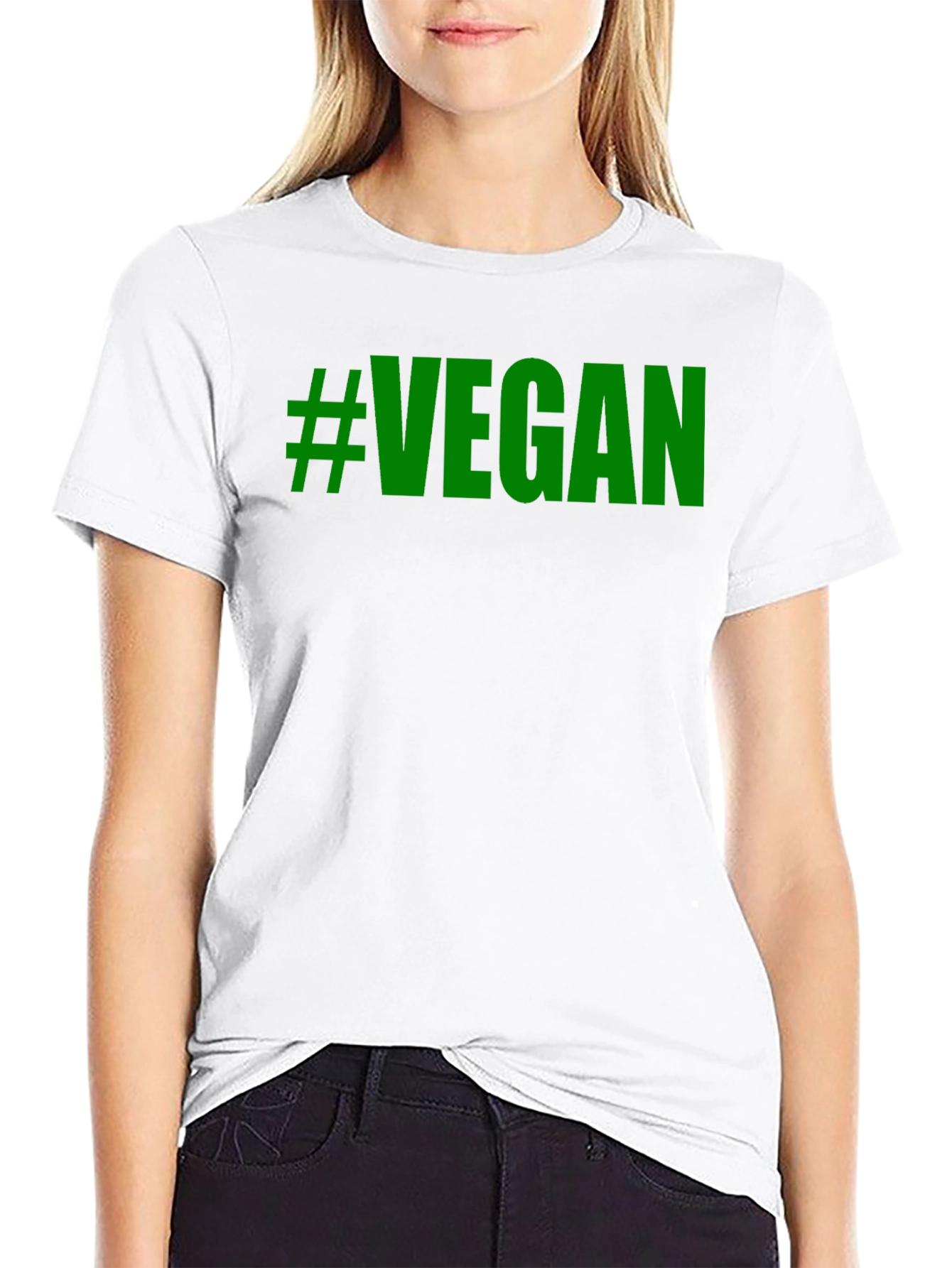 Vegan T-Shirt - Green Lettering Black Tee
