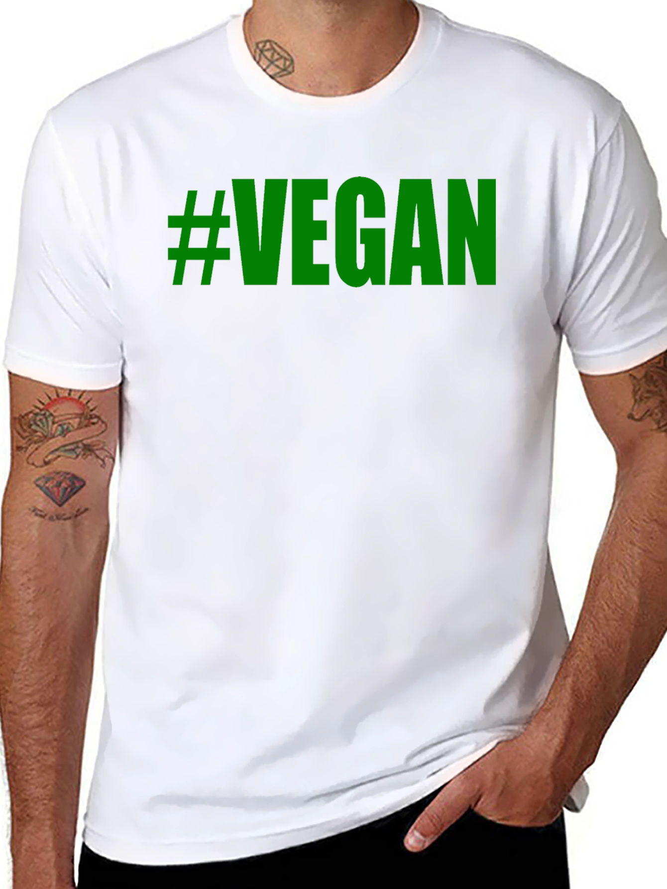 Vegan T-Shirt - Green Lettering Black Tee