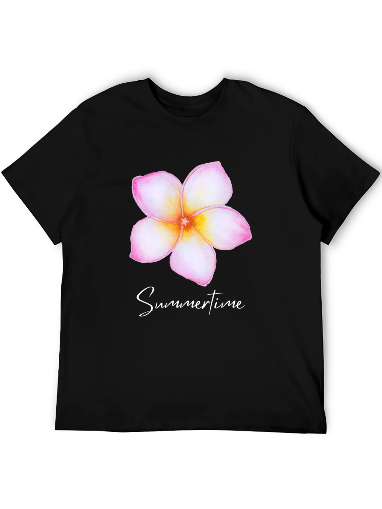 Tropical Flower Summertime Black T-Shirt