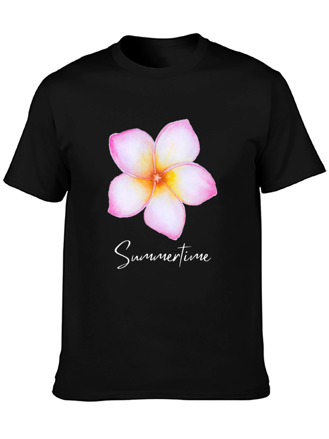 Tropical Flower Summertime Black T-Shirt