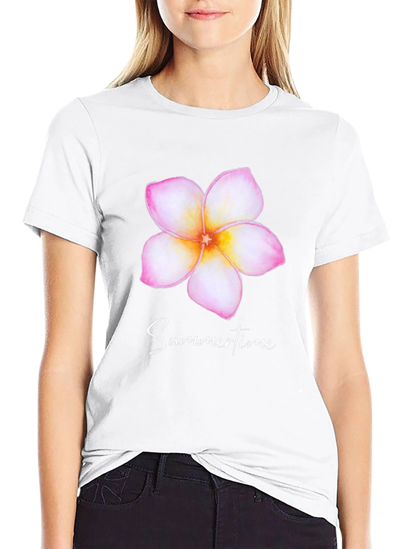 Tropical Flower Summertime Black T-Shirt
