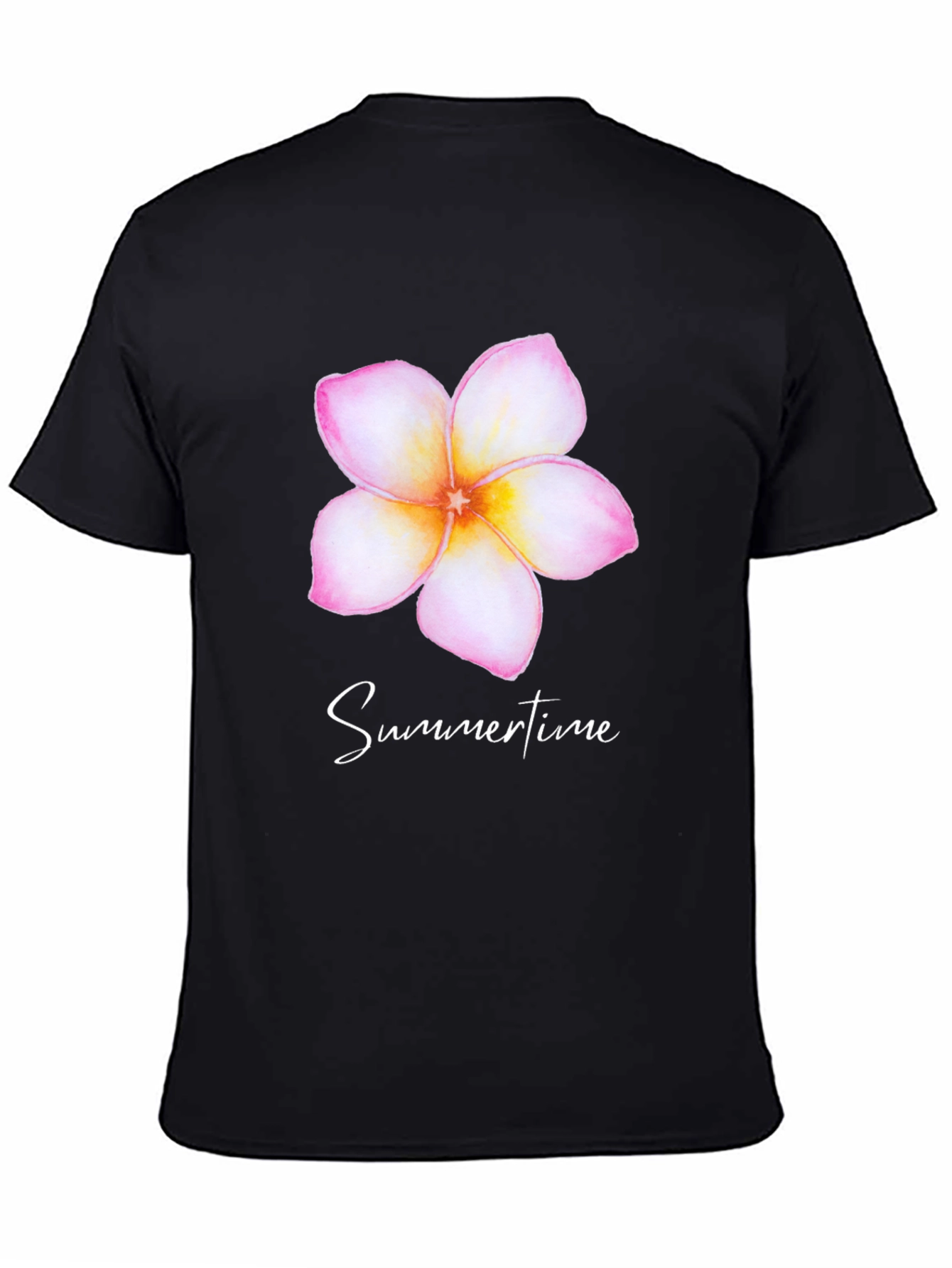 Tropical Flower Summertime Black T-Shirt