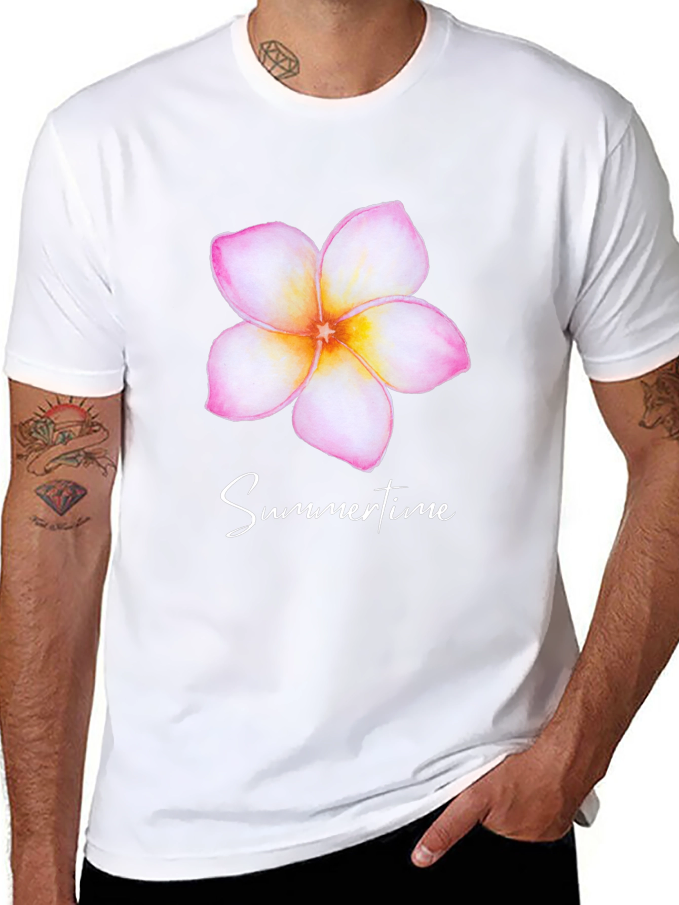 Tropical Flower Summertime Black T-Shirt