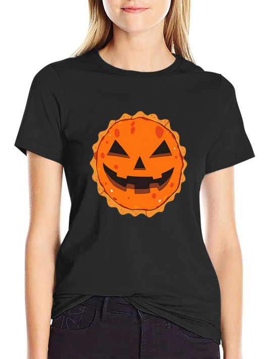 Halloween Pumpkin Pie Face Graphic Tee - Mens Black T-Shirt