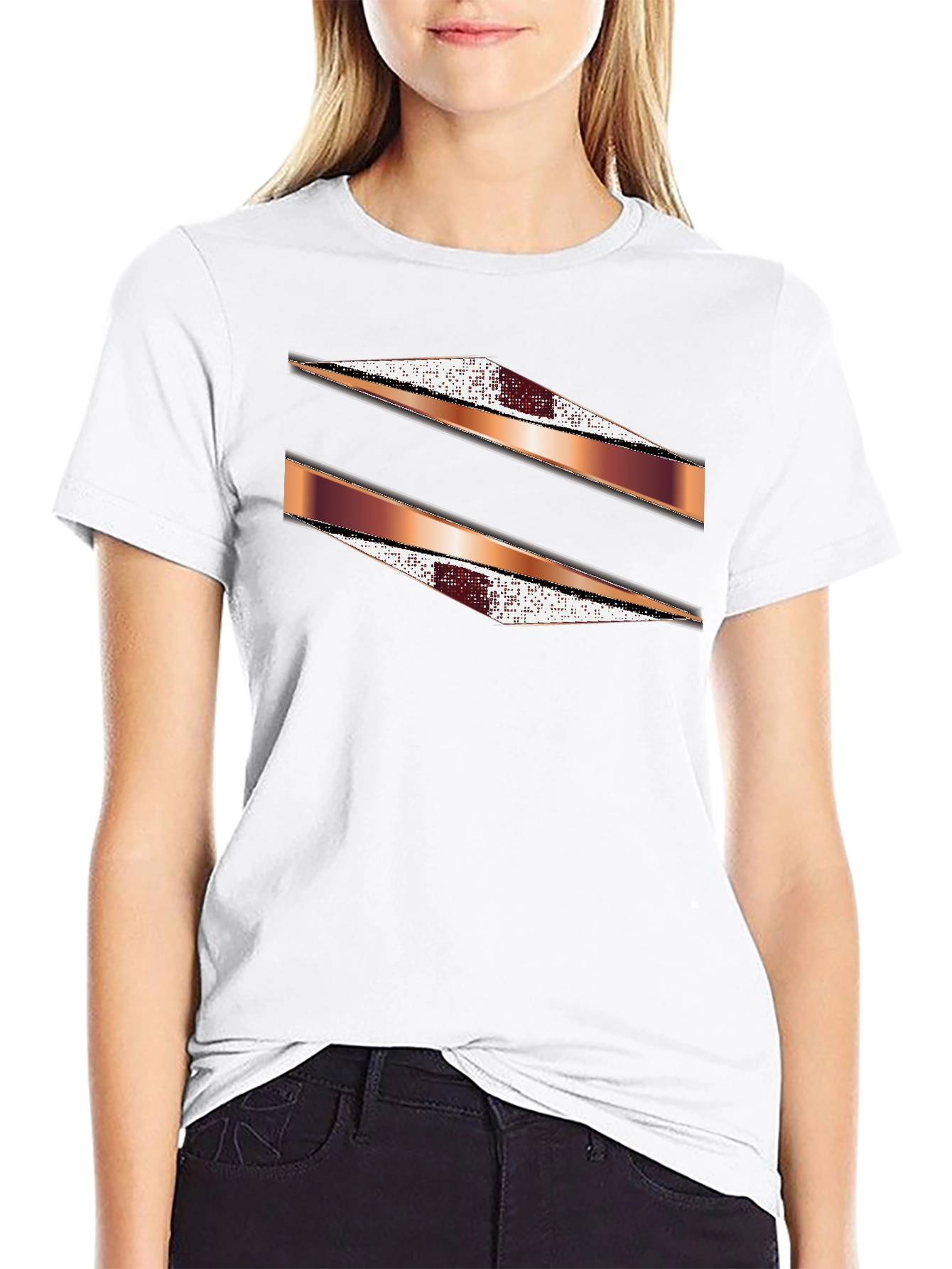 Stylish Black Graphic Tee with Abstract Stripe Design
