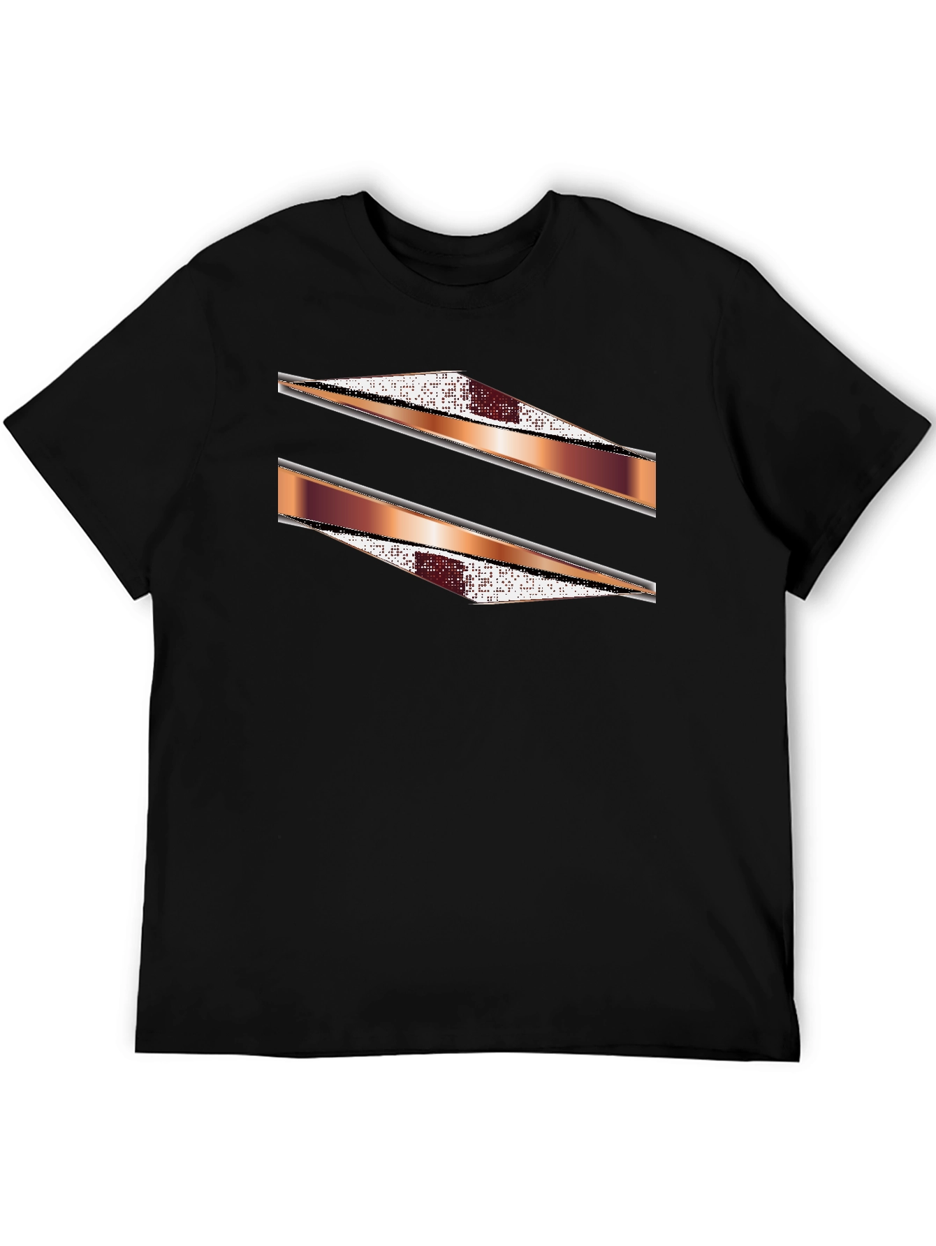 Stylish Black Graphic Tee with Abstract Stripe Design