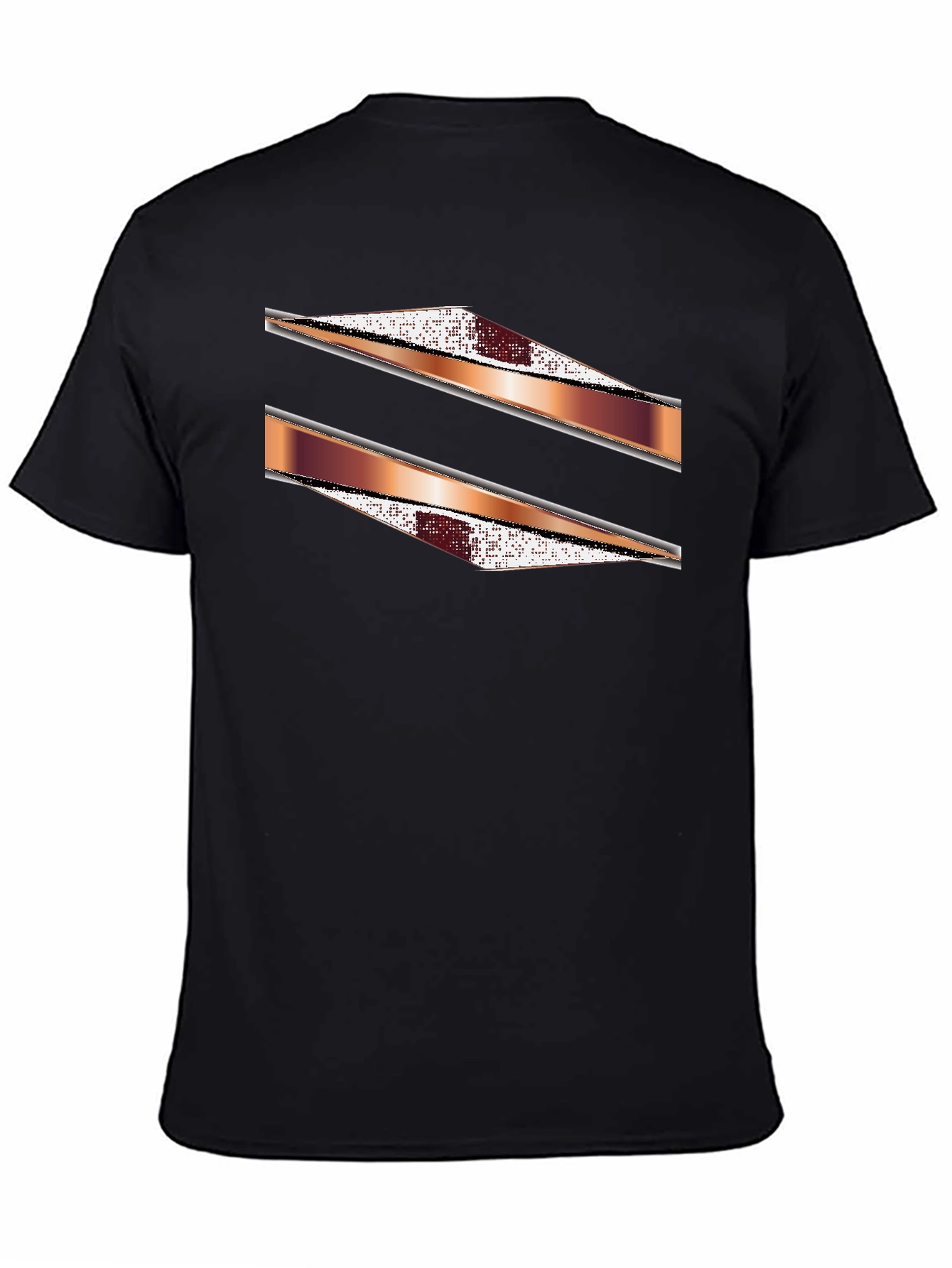 Stylish Black Graphic Tee with Abstract Stripe Design