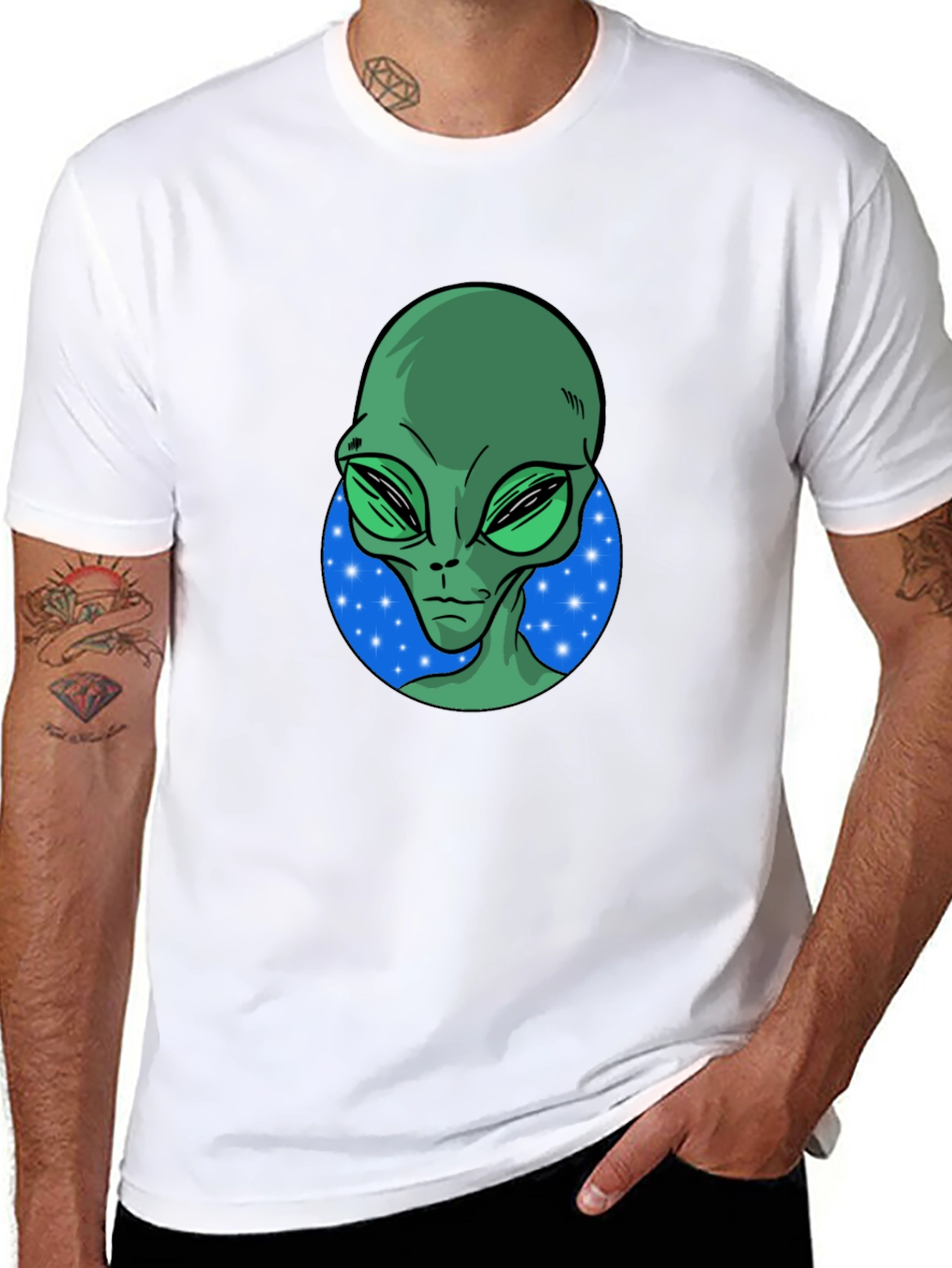 Alien Graphic T-Shirt - Mens Black Crew Neck Tee