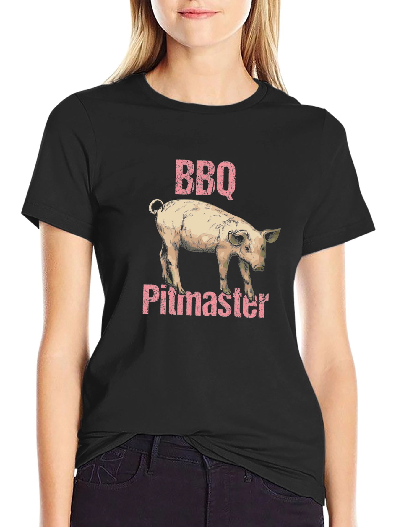 BBQ Pitmaster Pig Graphic Black T-Shirt