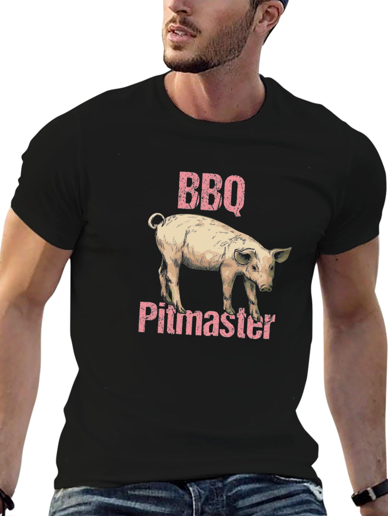BBQ Pitmaster Pig Graphic Black T-Shirt