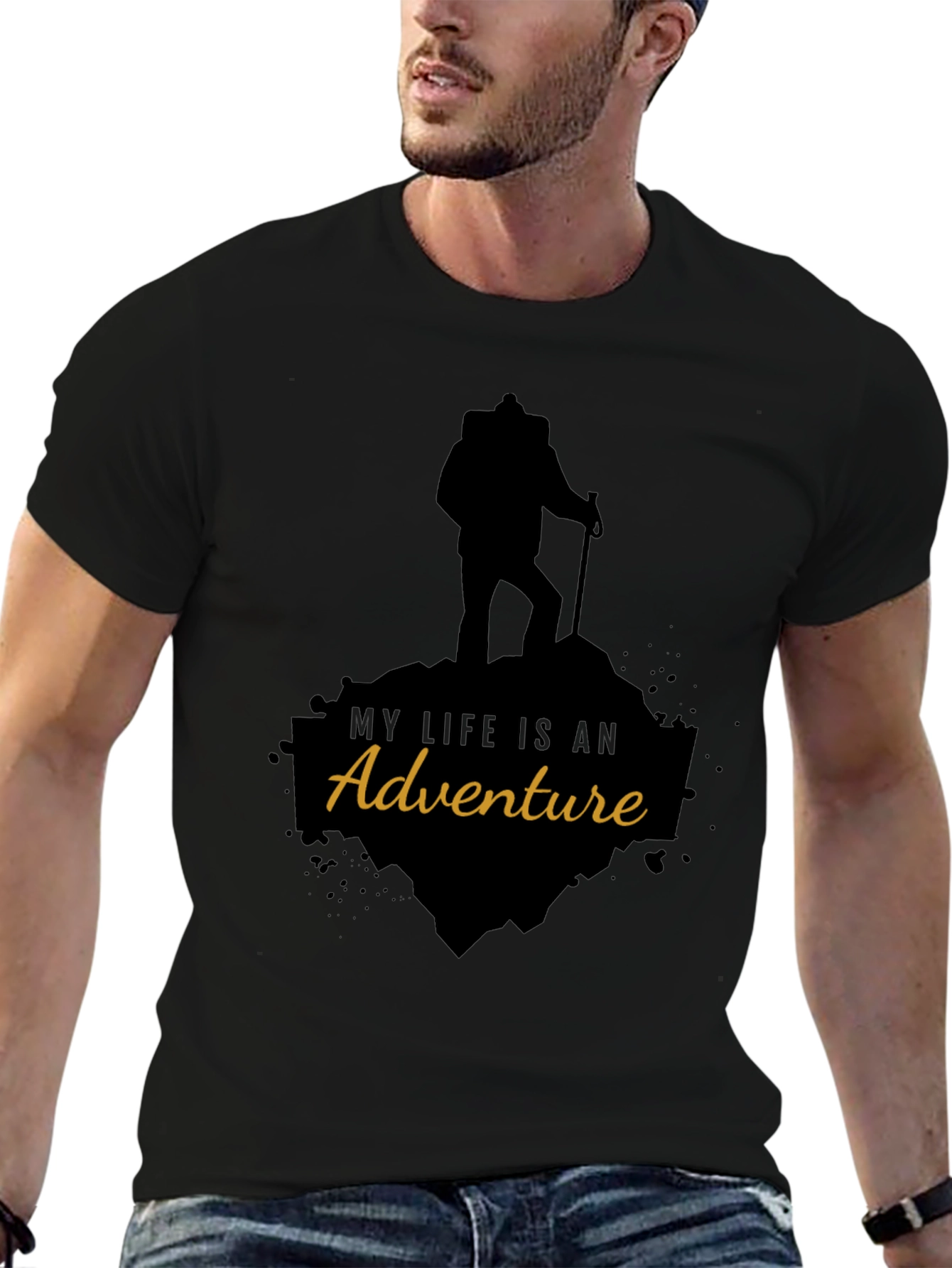 Adventure Awaits Black Graphic Tee