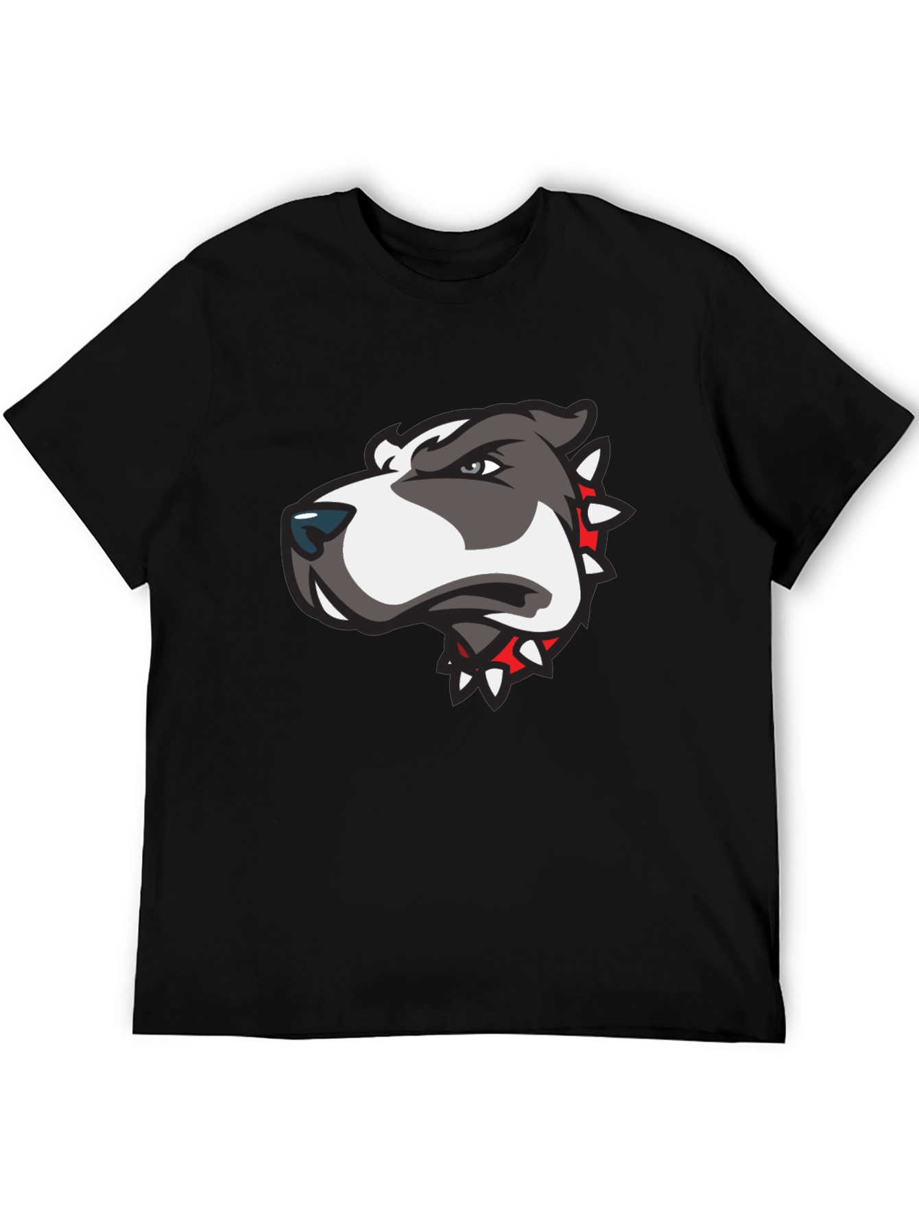 Dog Graphic Tee - Mens Black Crew Neck T-Shirt