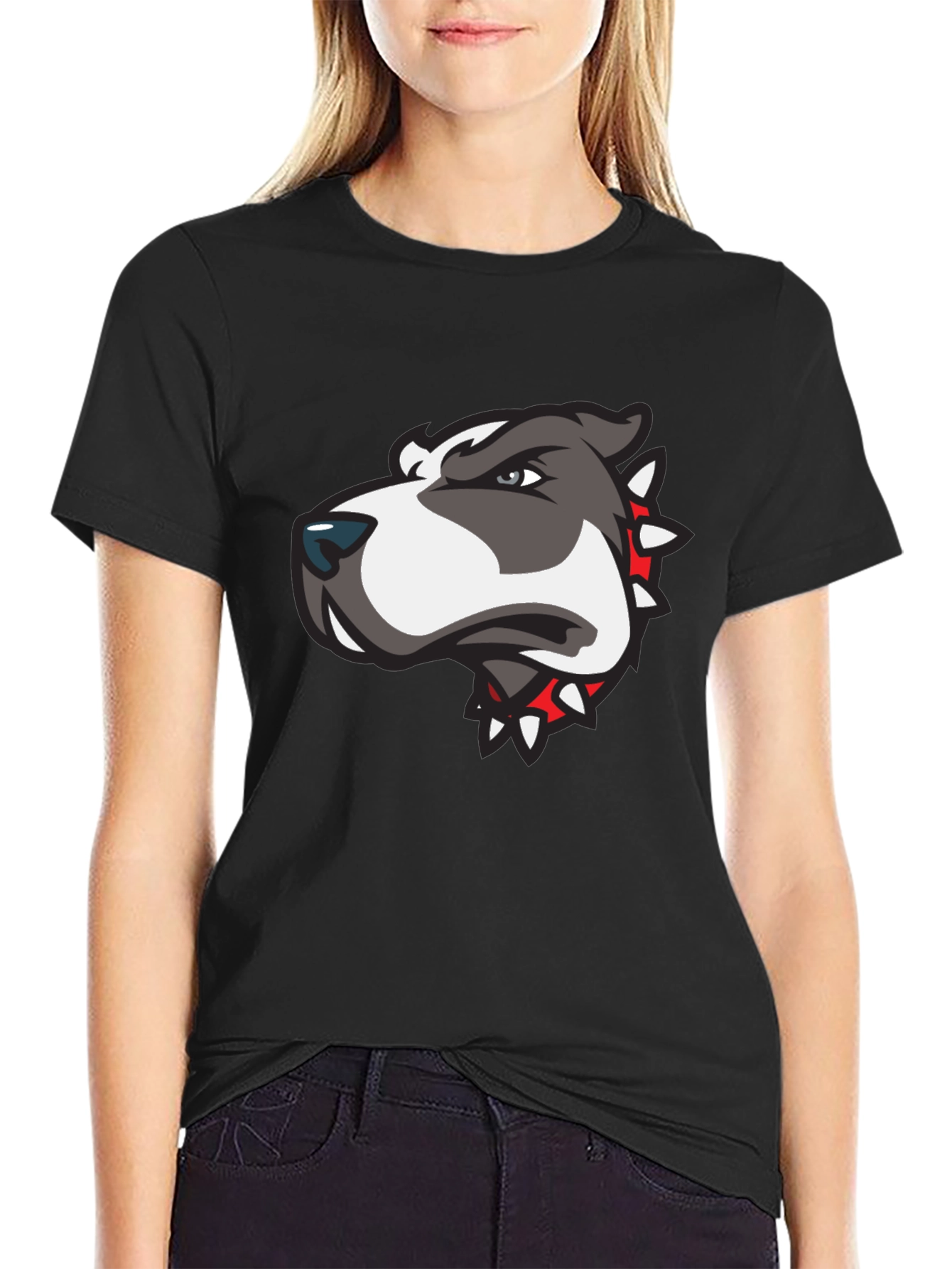 Dog Graphic Tee - Mens Black Crew Neck T-Shirt