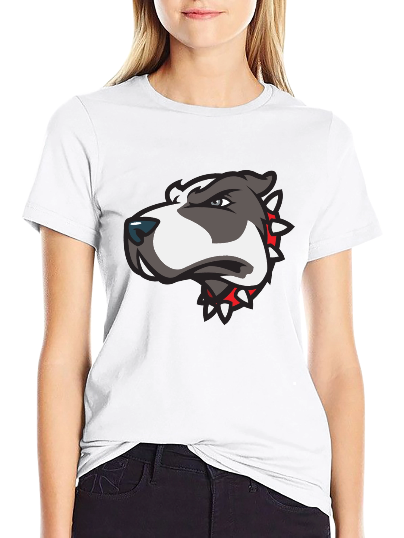 Dog Graphic Tee - Mens Black Crew Neck T-Shirt