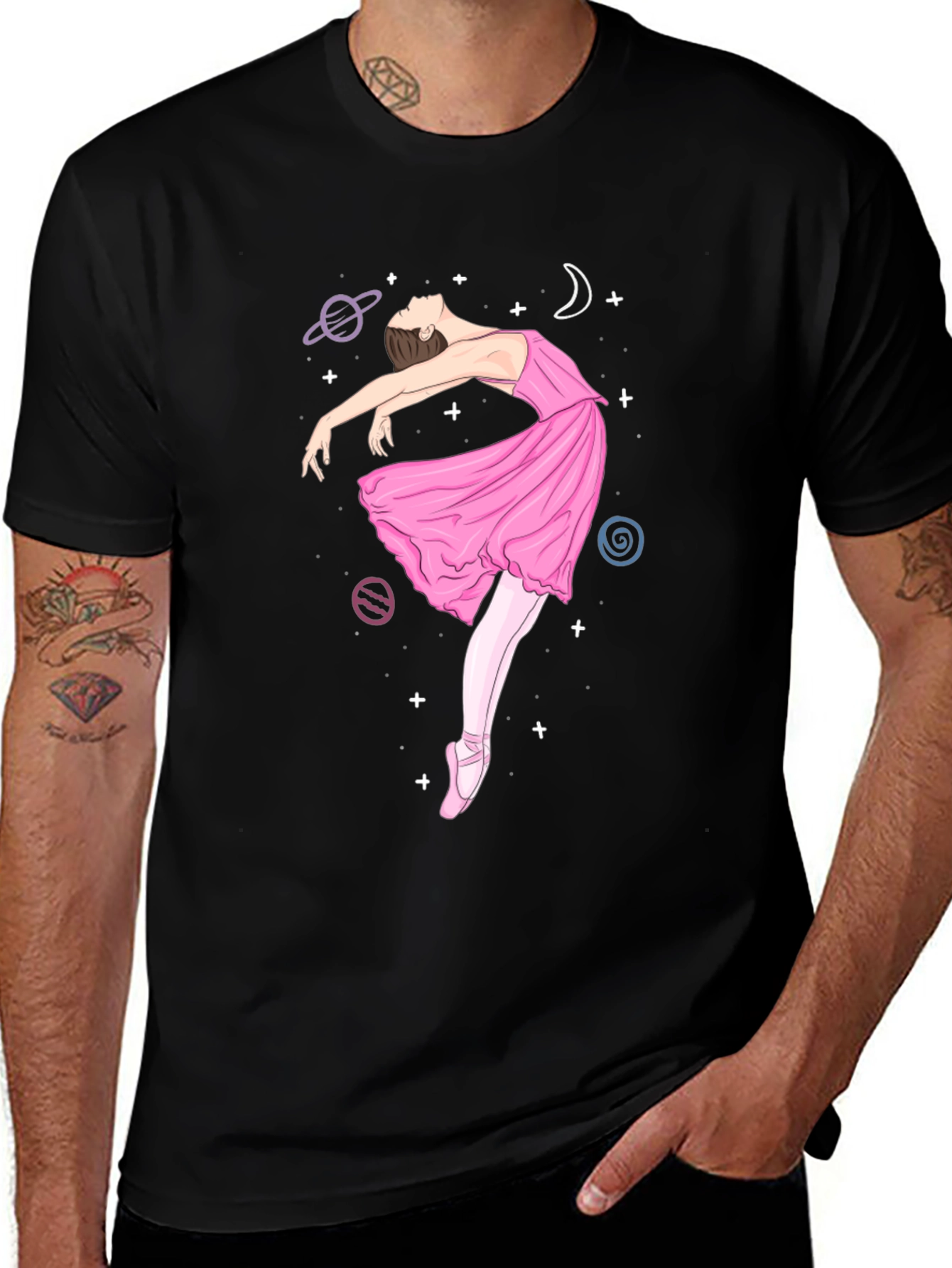 Ballerina Galaxy Graphic Tee - Black