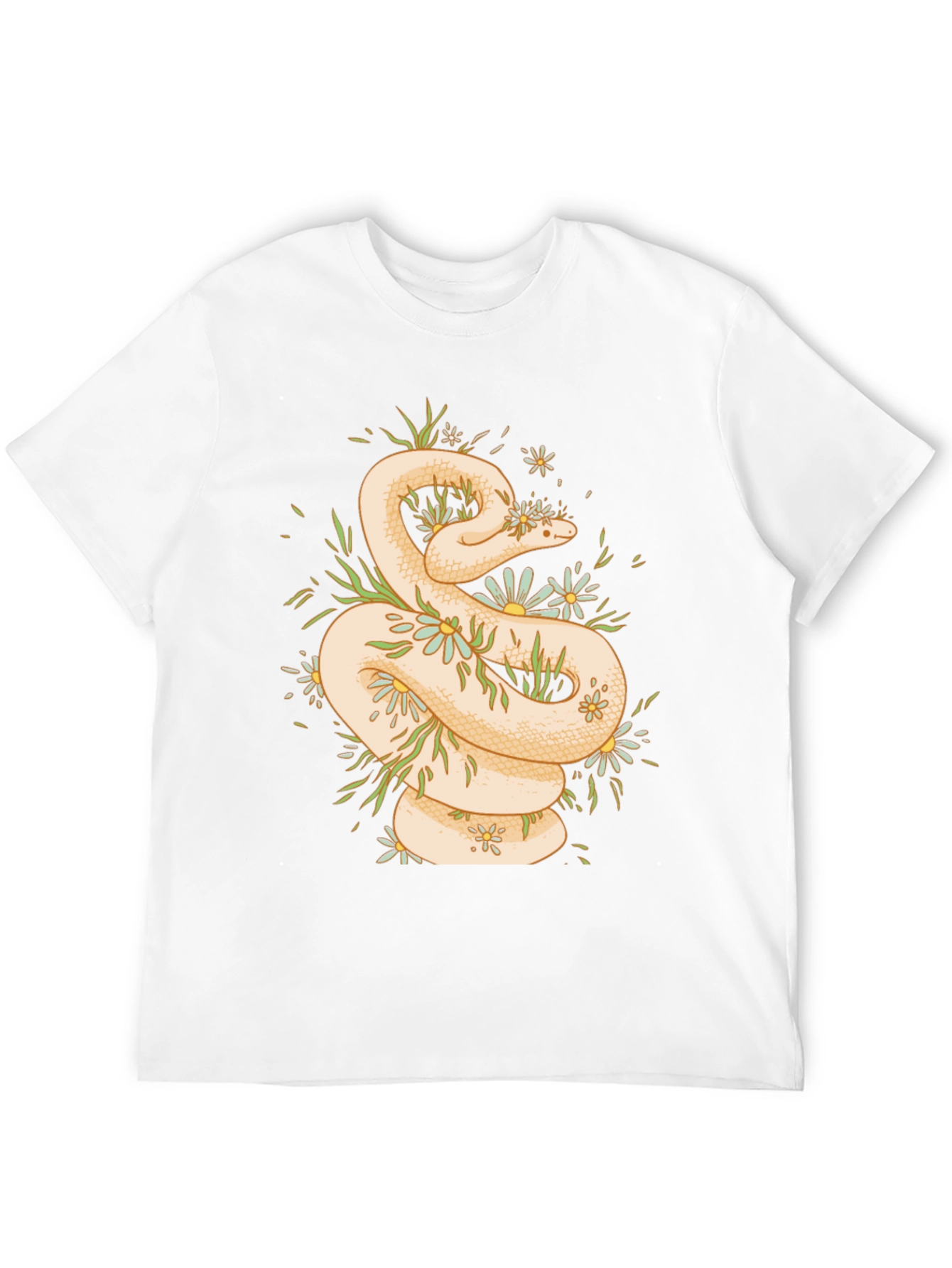 Snake & Flowers Graphic T-Shirt - Black