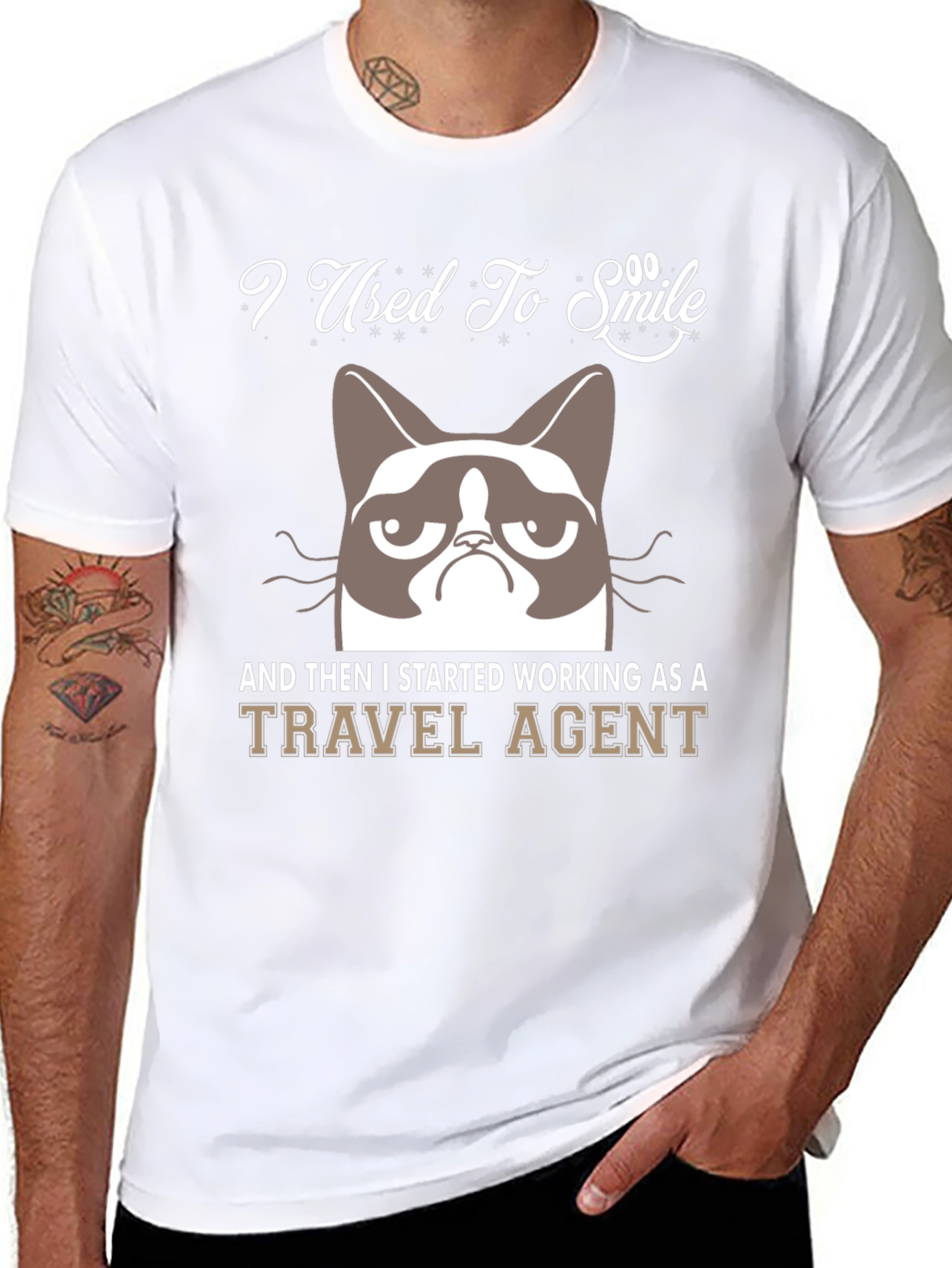Grumpy Cat Travel Agent T-Shirt - Funny Novelty Tee