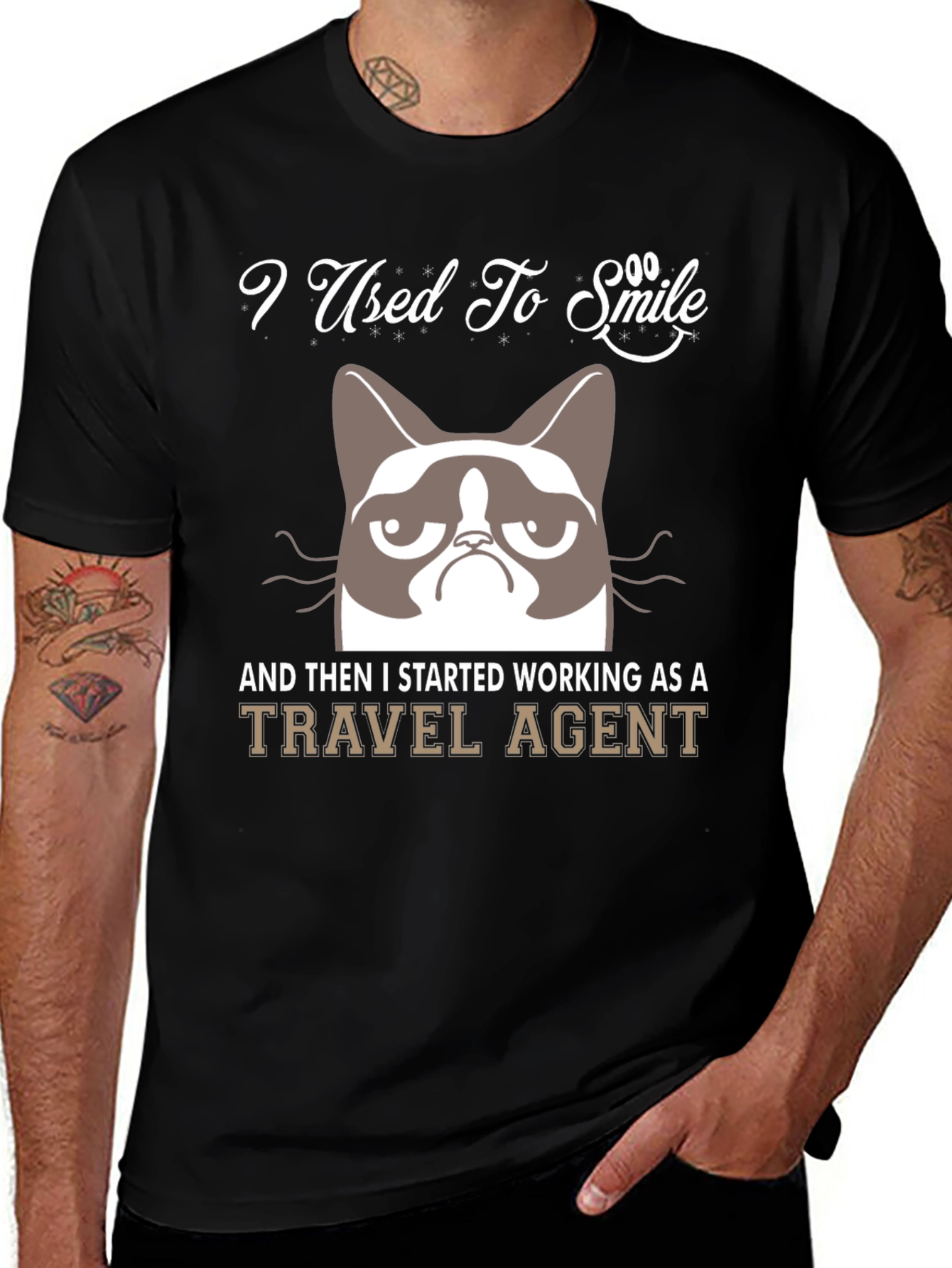 Grumpy Cat Travel Agent T-Shirt - Funny Novelty Tee