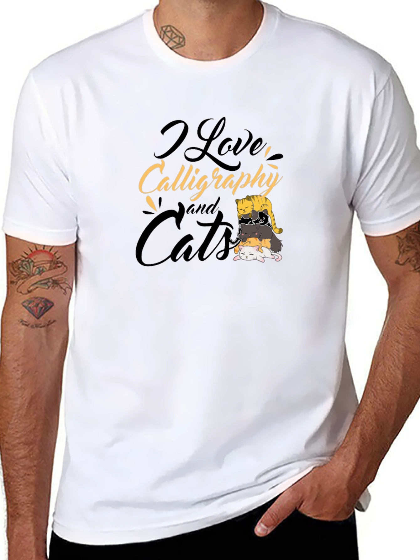I Love Calligraphy and Cats T-Shirt