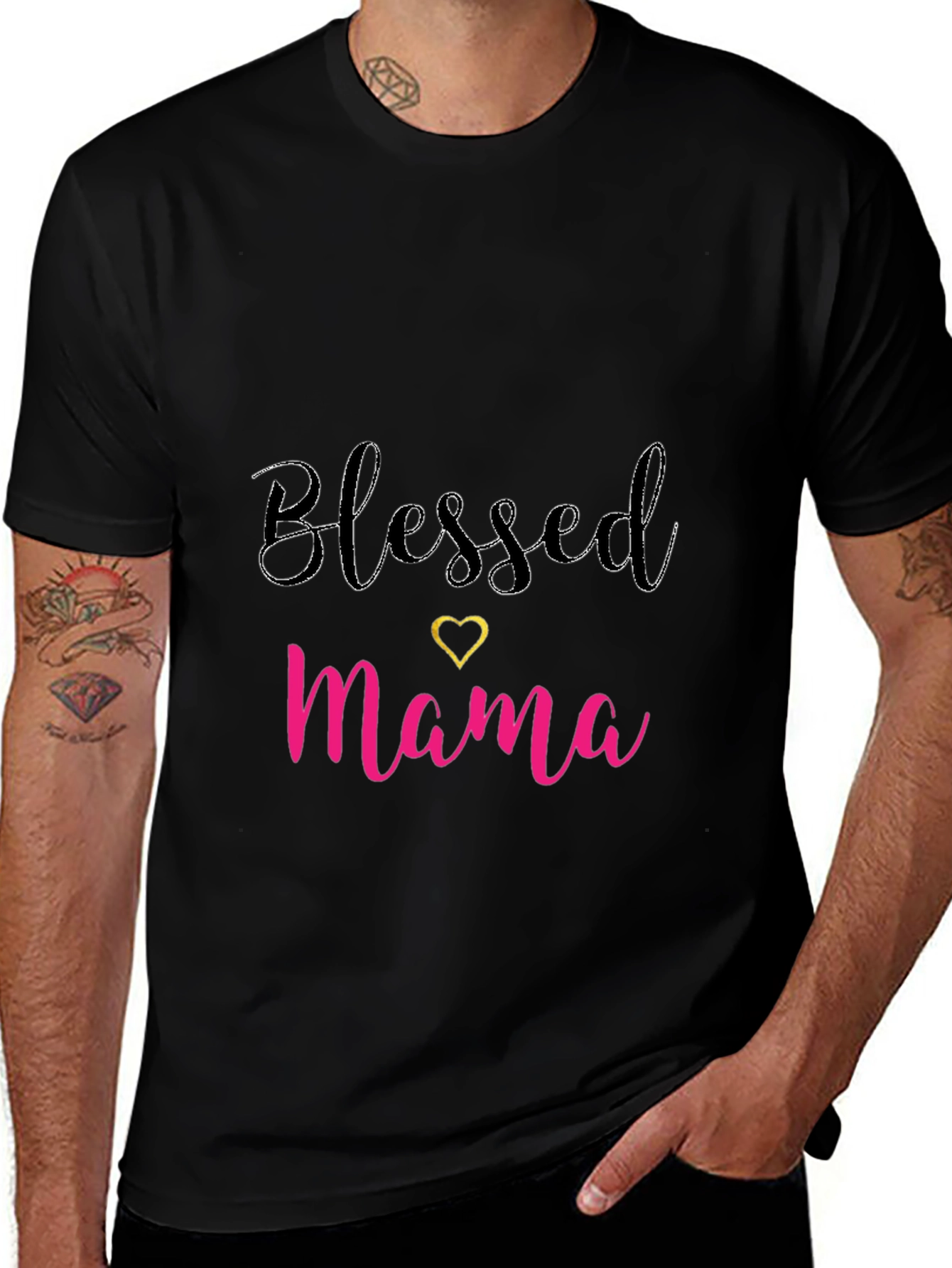 Blessed Mama Black T-Shirt - Cute Mothers Day Tee