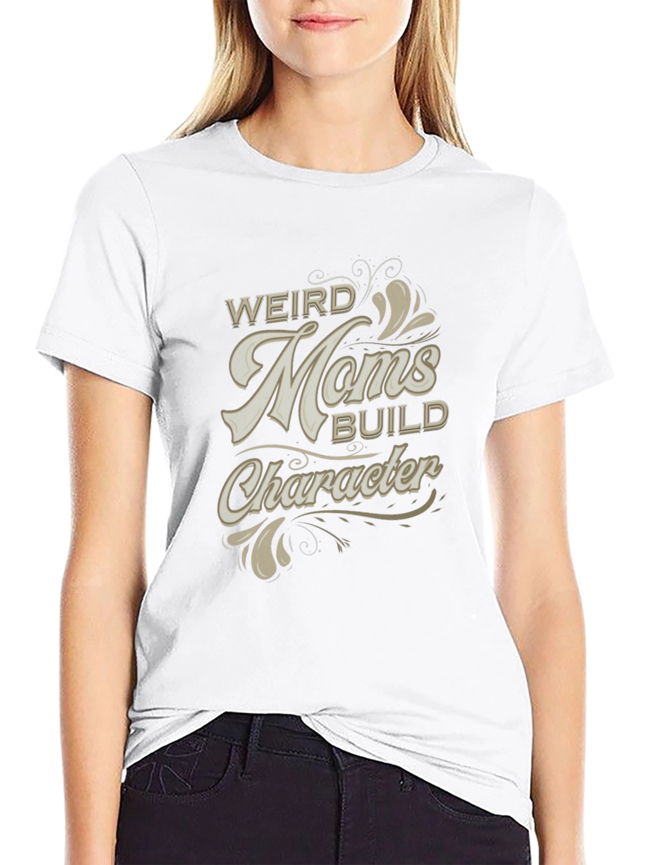 Weird Moms Build Character Black Graphic T-Shirt