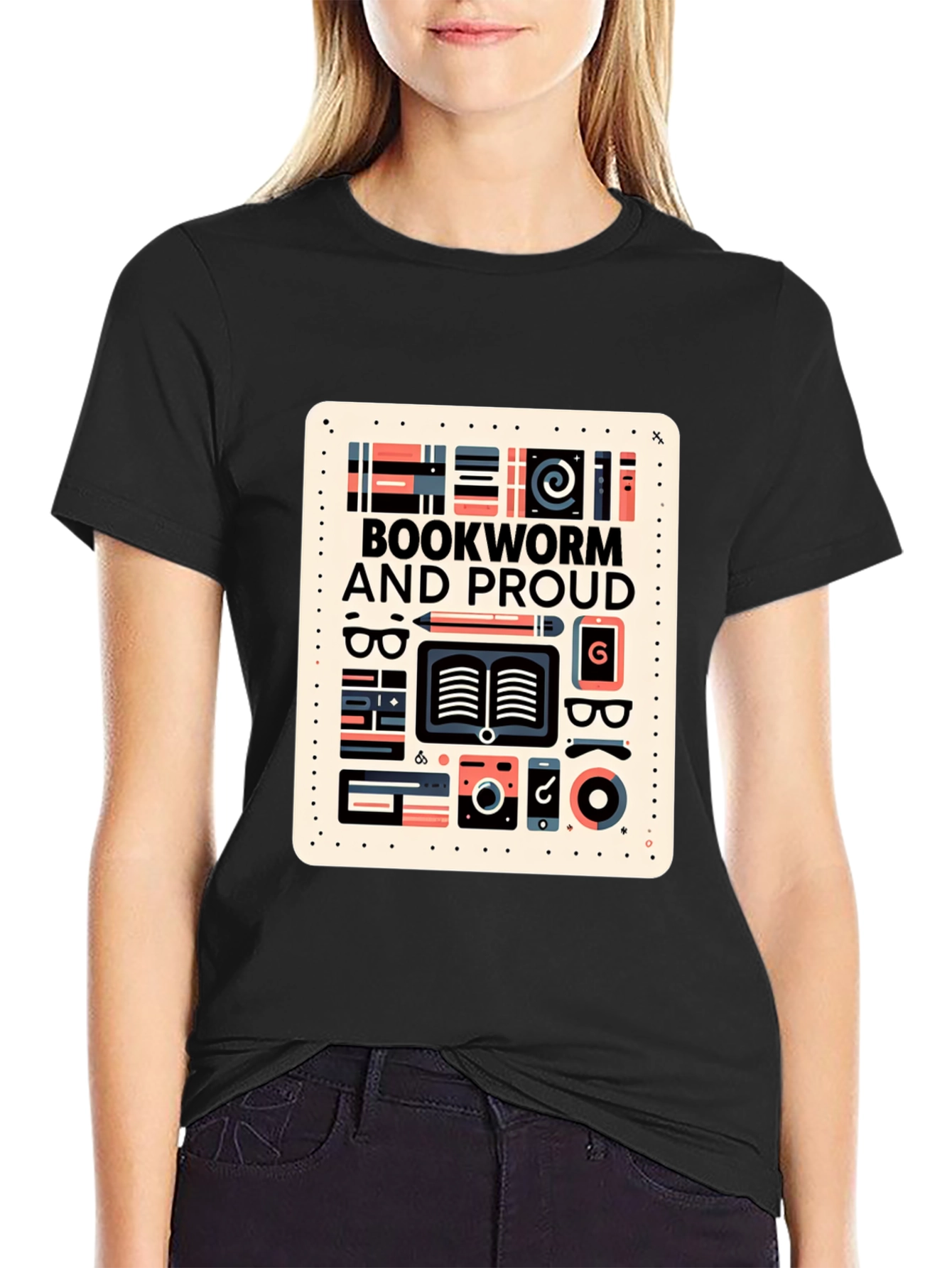 Bookworm and Proud Graphic Tee - Black Cotton