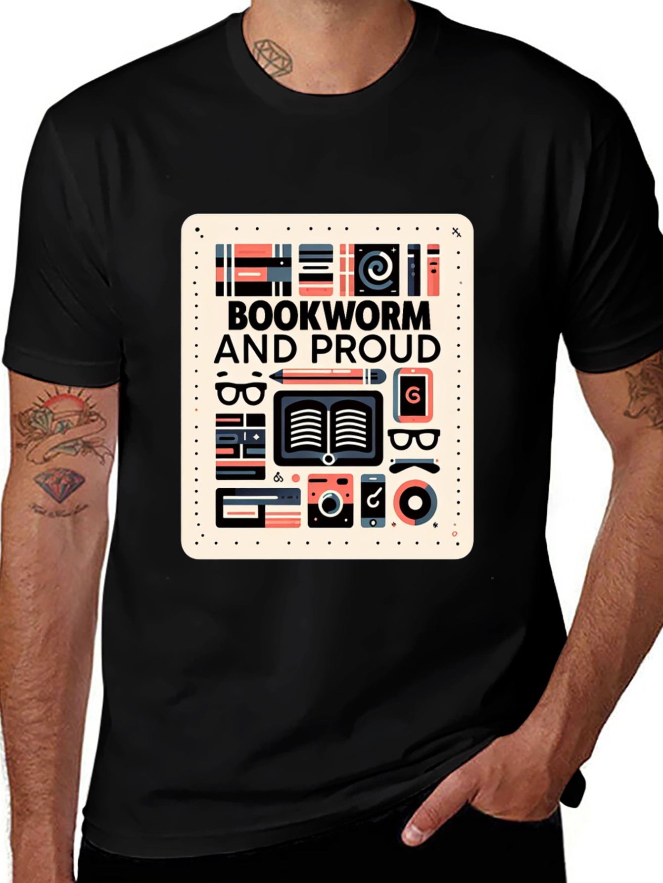 Bookworm and Proud Graphic Tee - Black Cotton