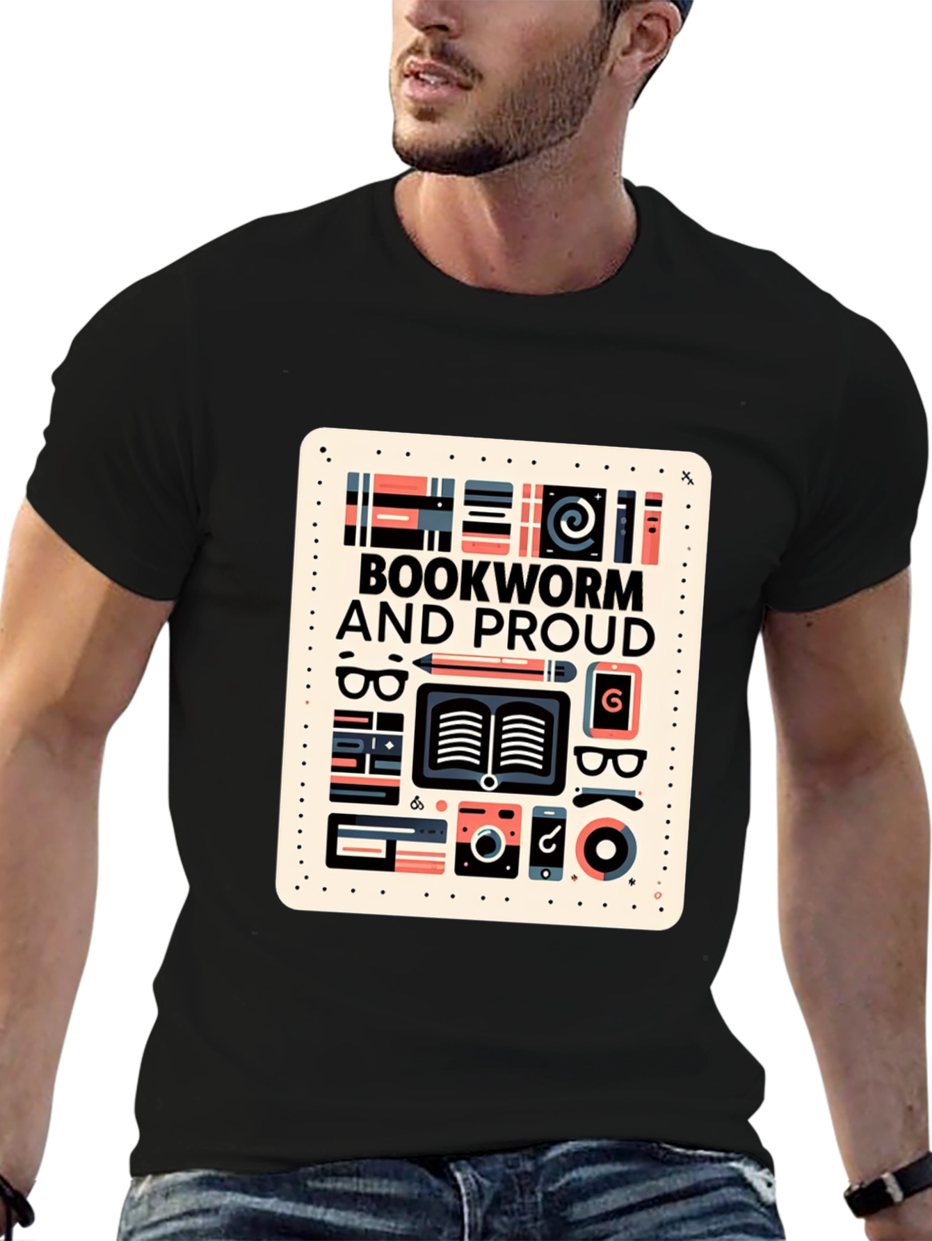 Bookworm and Proud Graphic Tee - Black Cotton