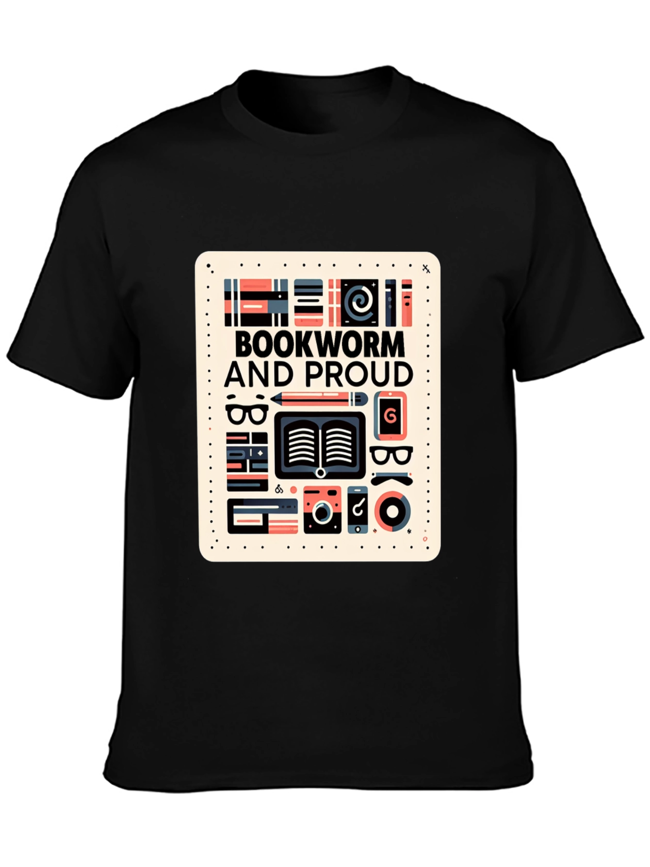 Bookworm and Proud Graphic Tee - Black Cotton