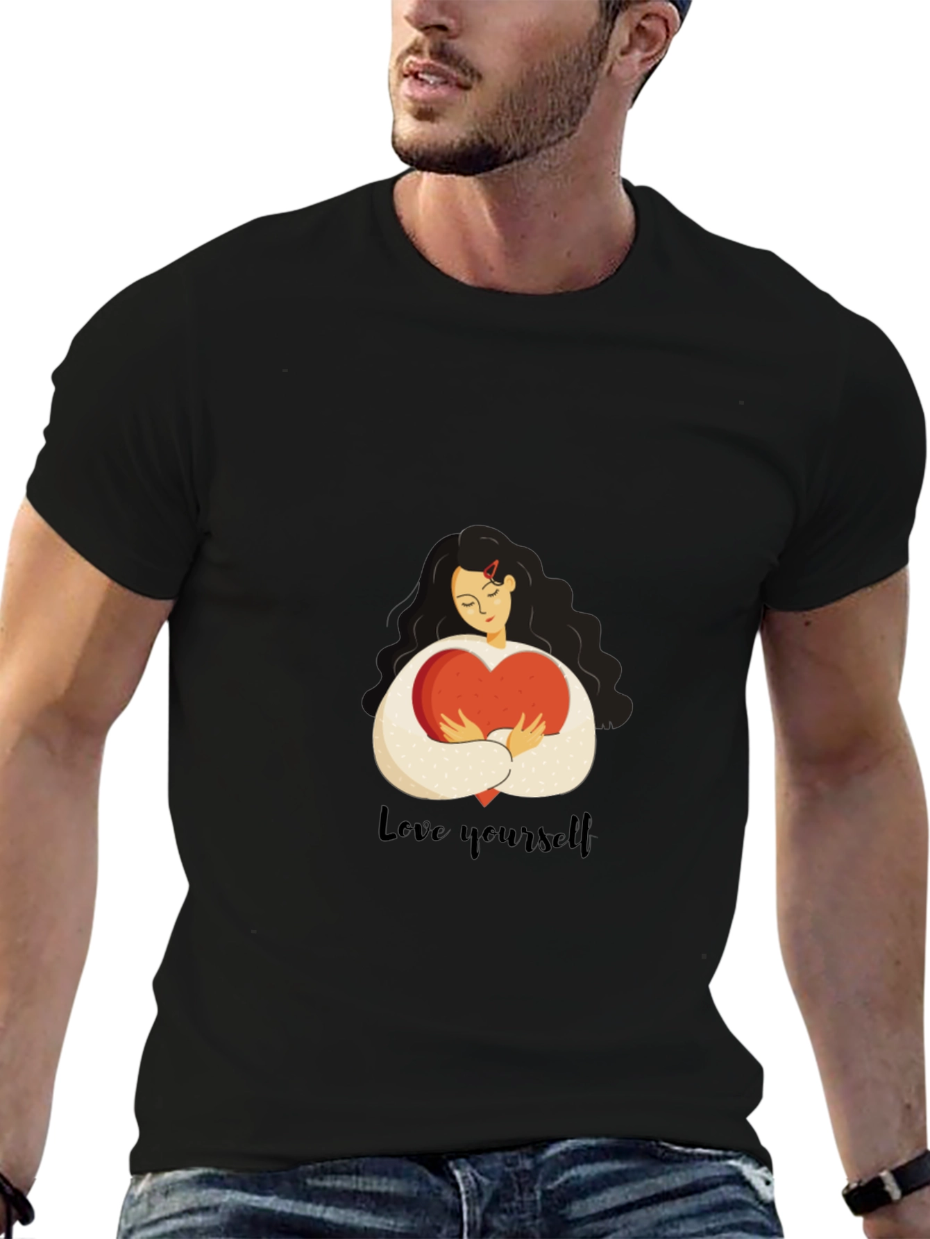 Love Yourself Graphic Tee - Black Cotton T-Shirt