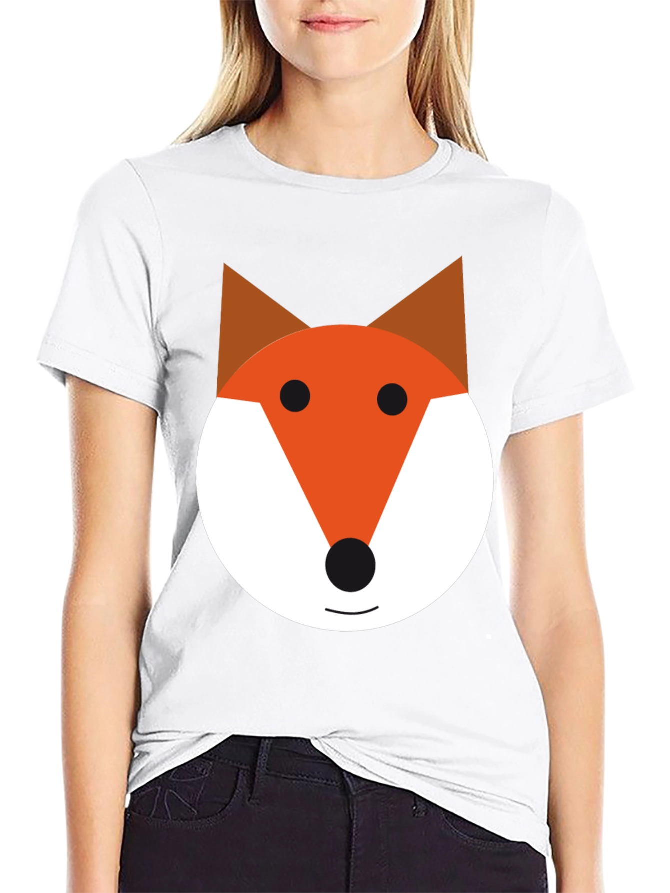 Fox Face Graphic Tee - Black Cotton Blend Shirt