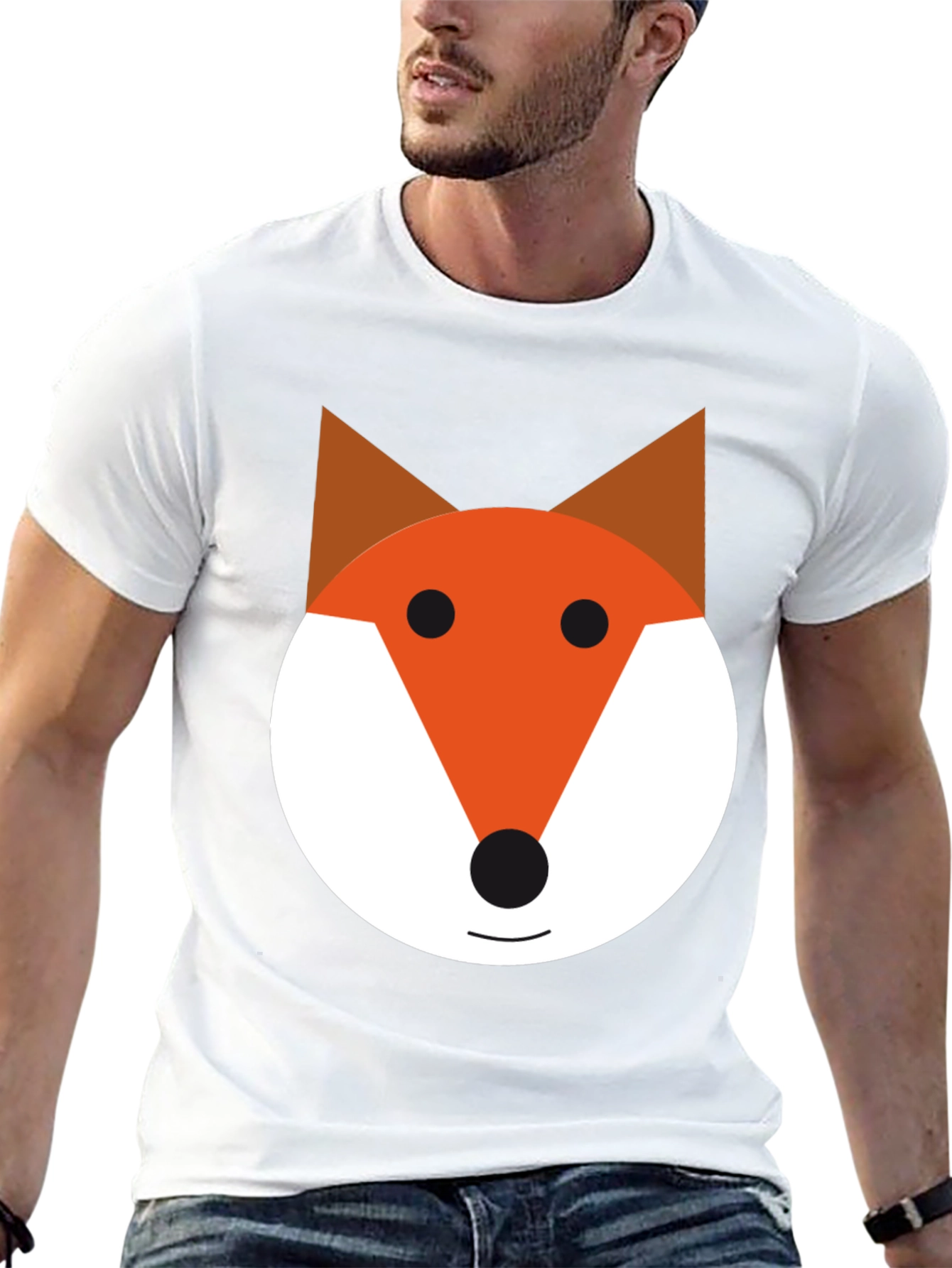 Fox Face Graphic Tee - Black Cotton Blend Shirt