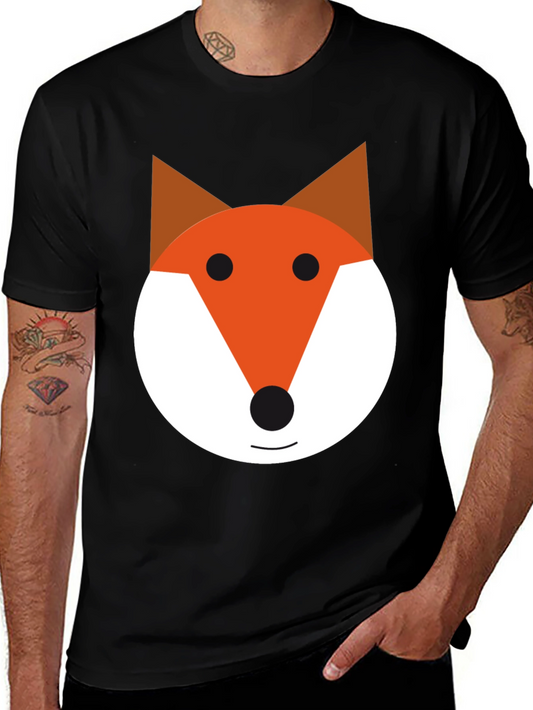 Fox Face Graphic Tee - Black Cotton Blend Shirt