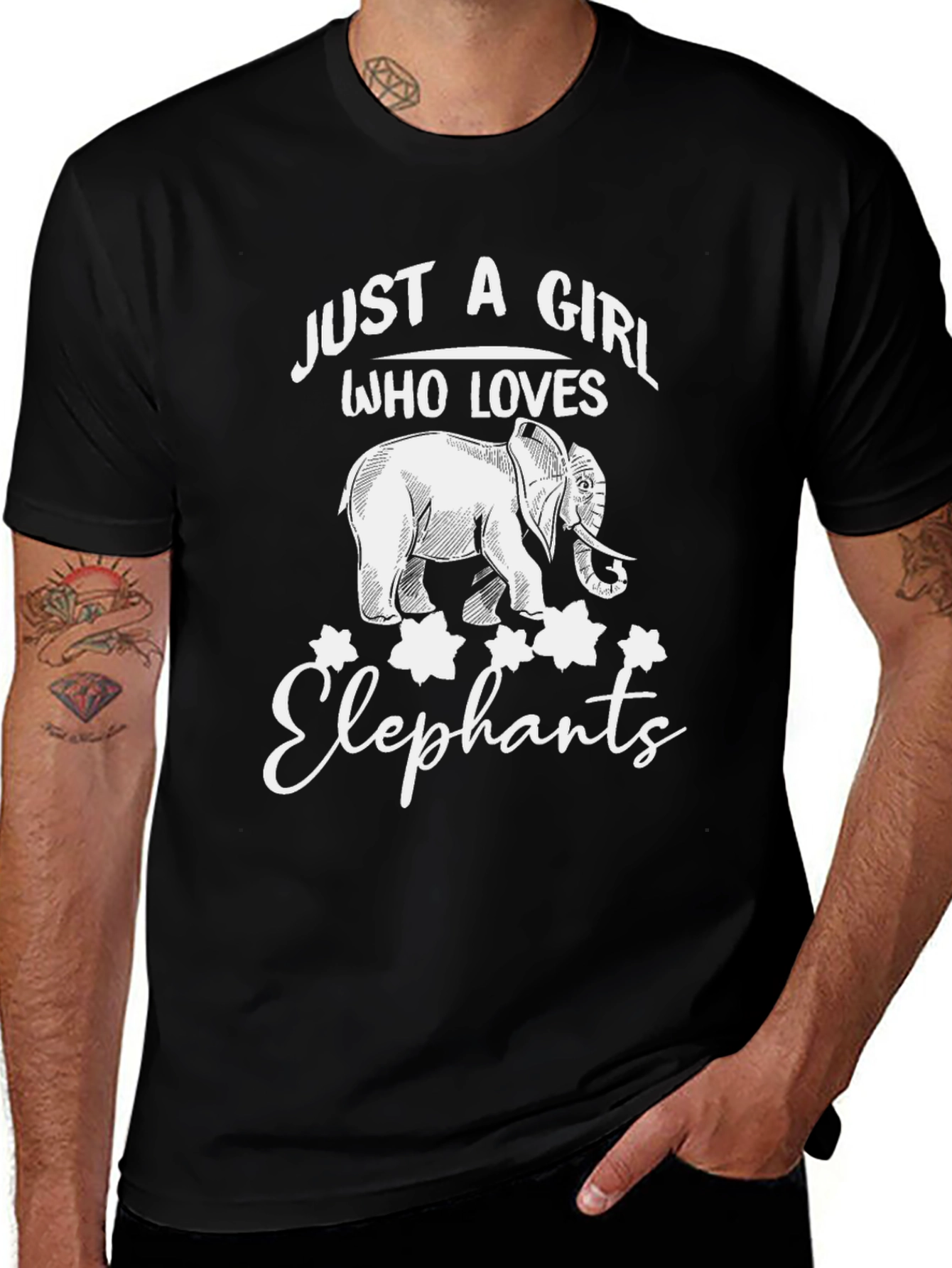 Just A Girl Who Loves Elephants Black T-Shirt