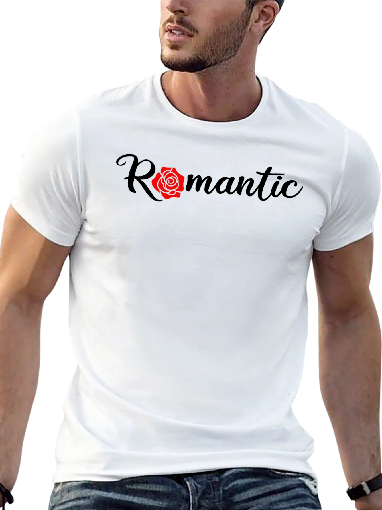 Romantic Rose Graphic Black T-Shirt