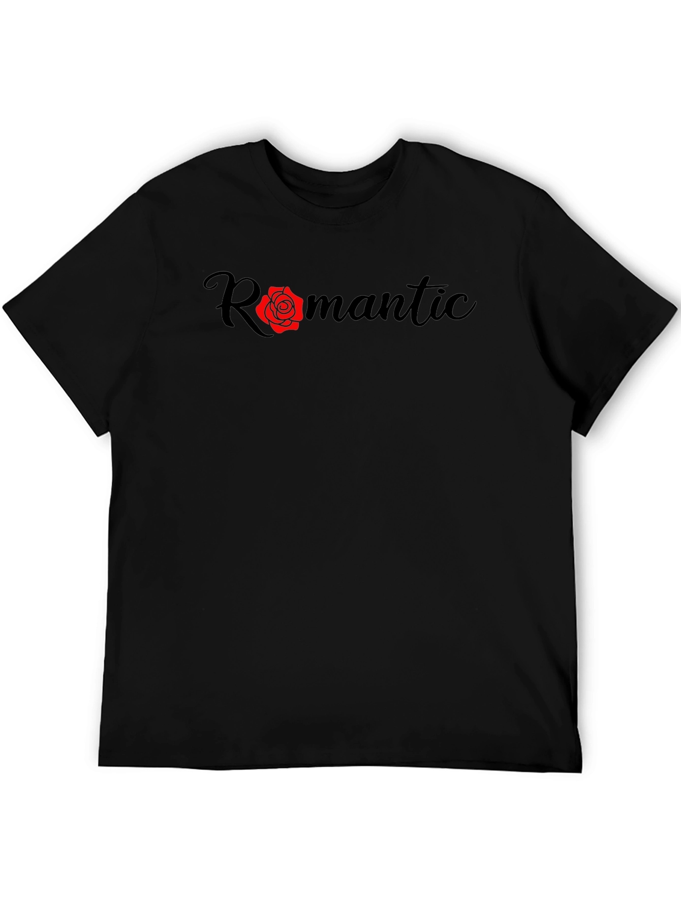 Romantic Rose Graphic Black T-Shirt