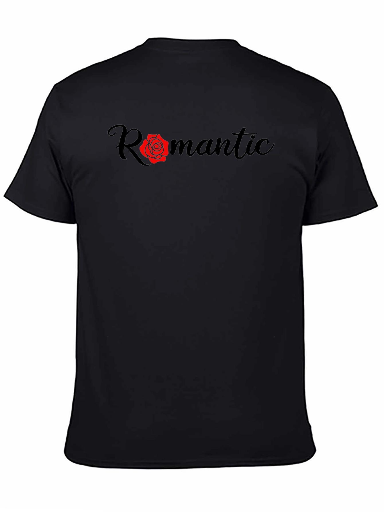 Romantic Rose Graphic Black T-Shirt